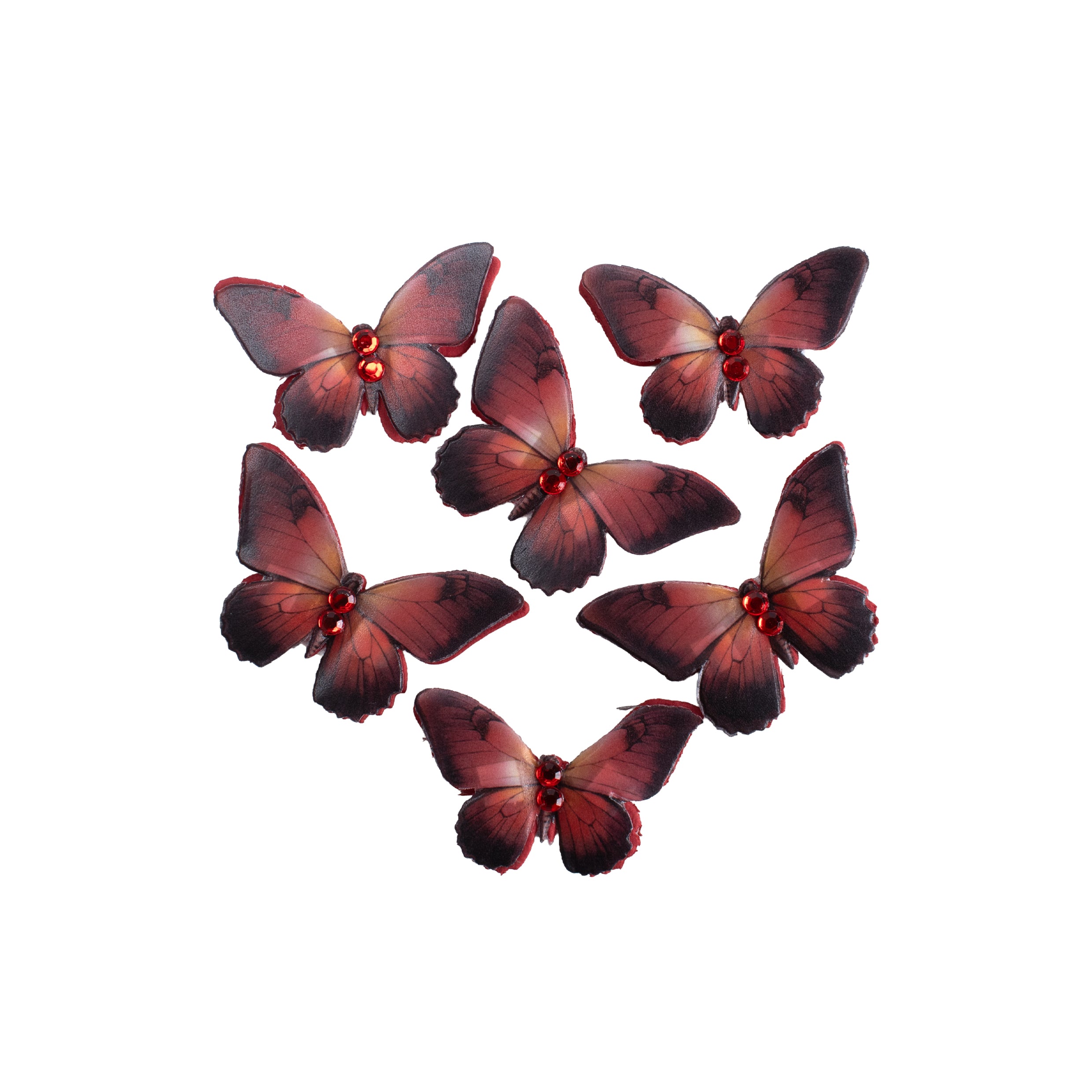 Handmade Flowers Graceful Wings Red Tint 6Pc