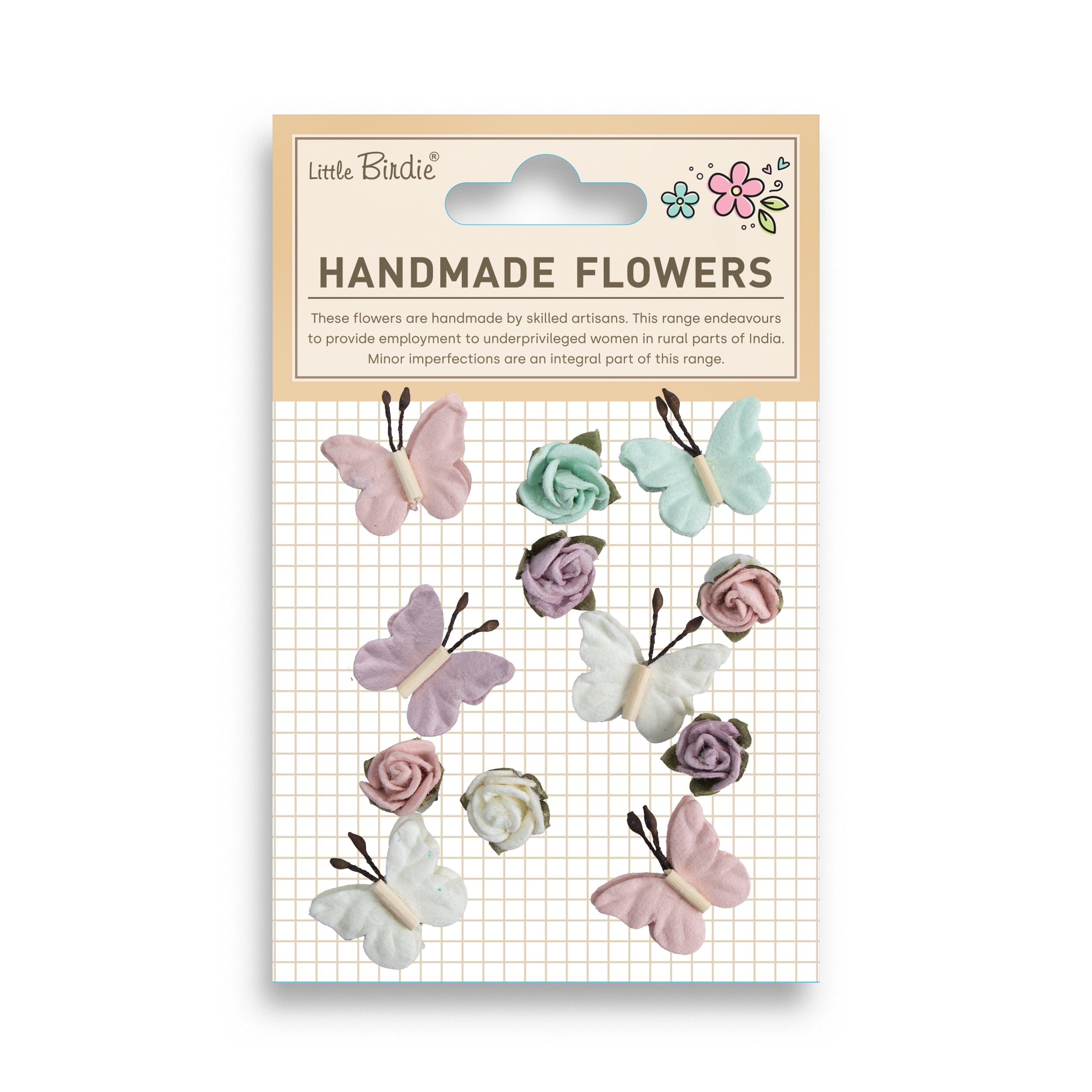 Handmade Flowers Roses & Butterflies Fairy Garden 12Pc