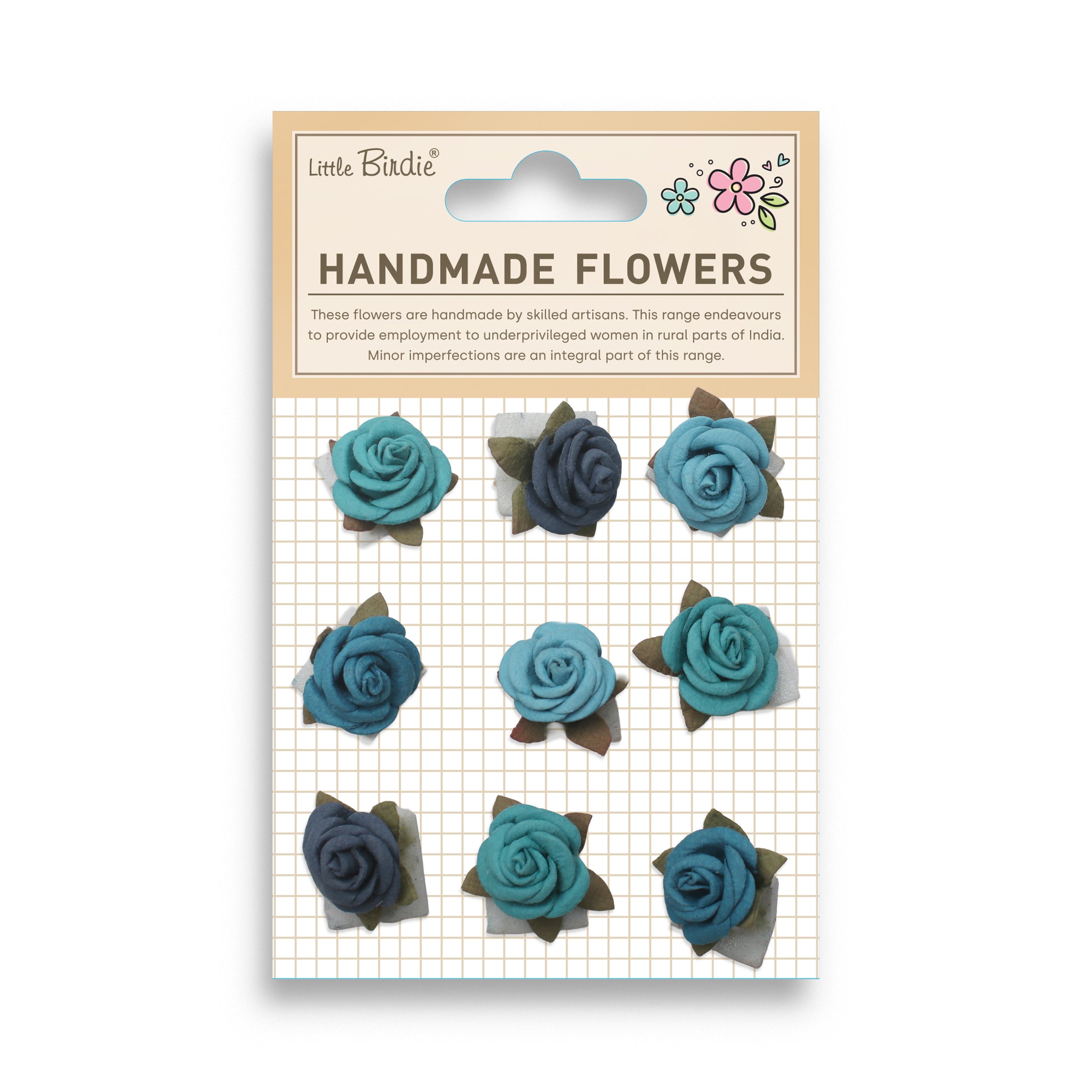 Handmade Flowers Rosalina Blue Sky 9Pc