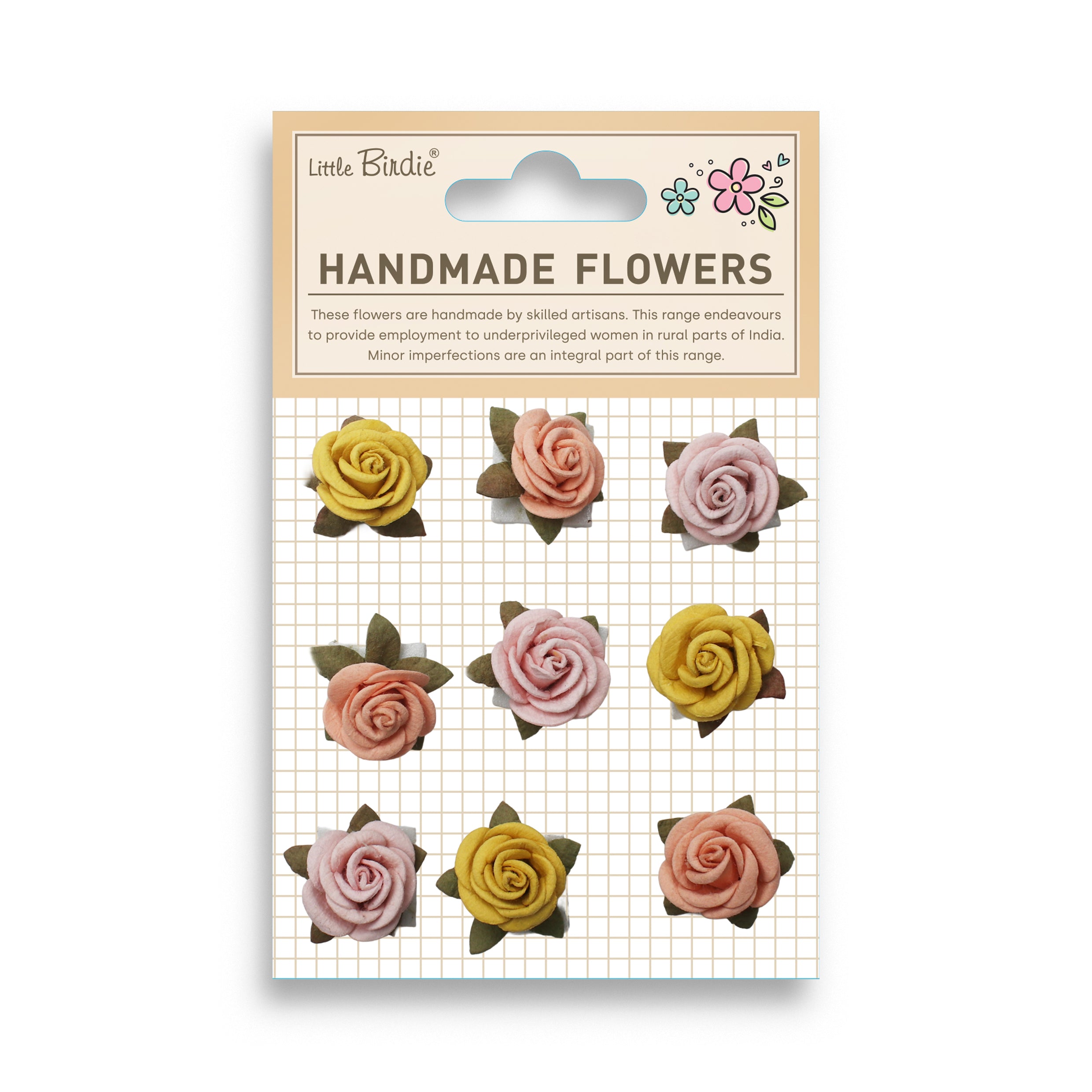 Handmade Flowers Rosalina Sunny Rose 9Pc