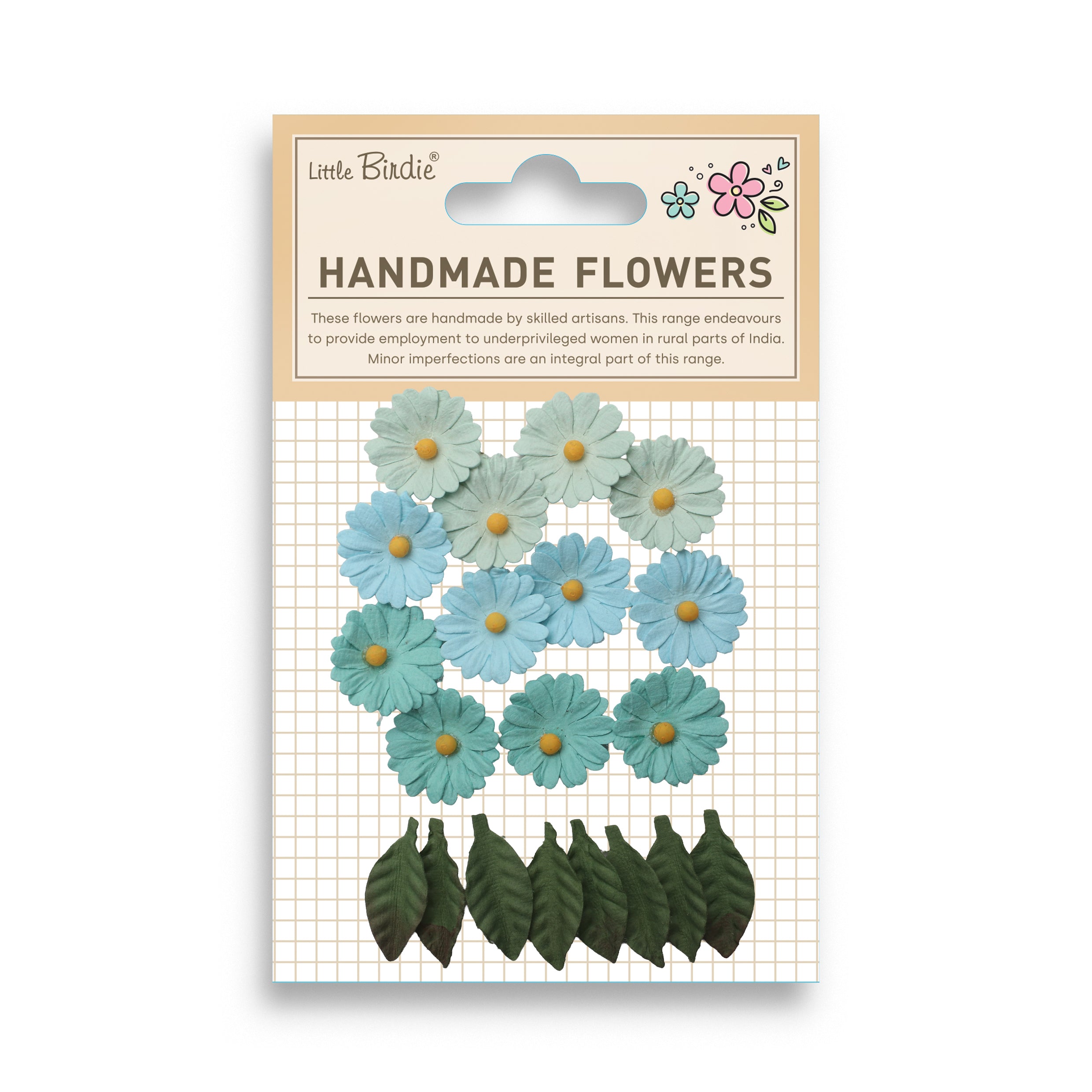 Handmade Flowers Cyra Teal Vibes 20Pc