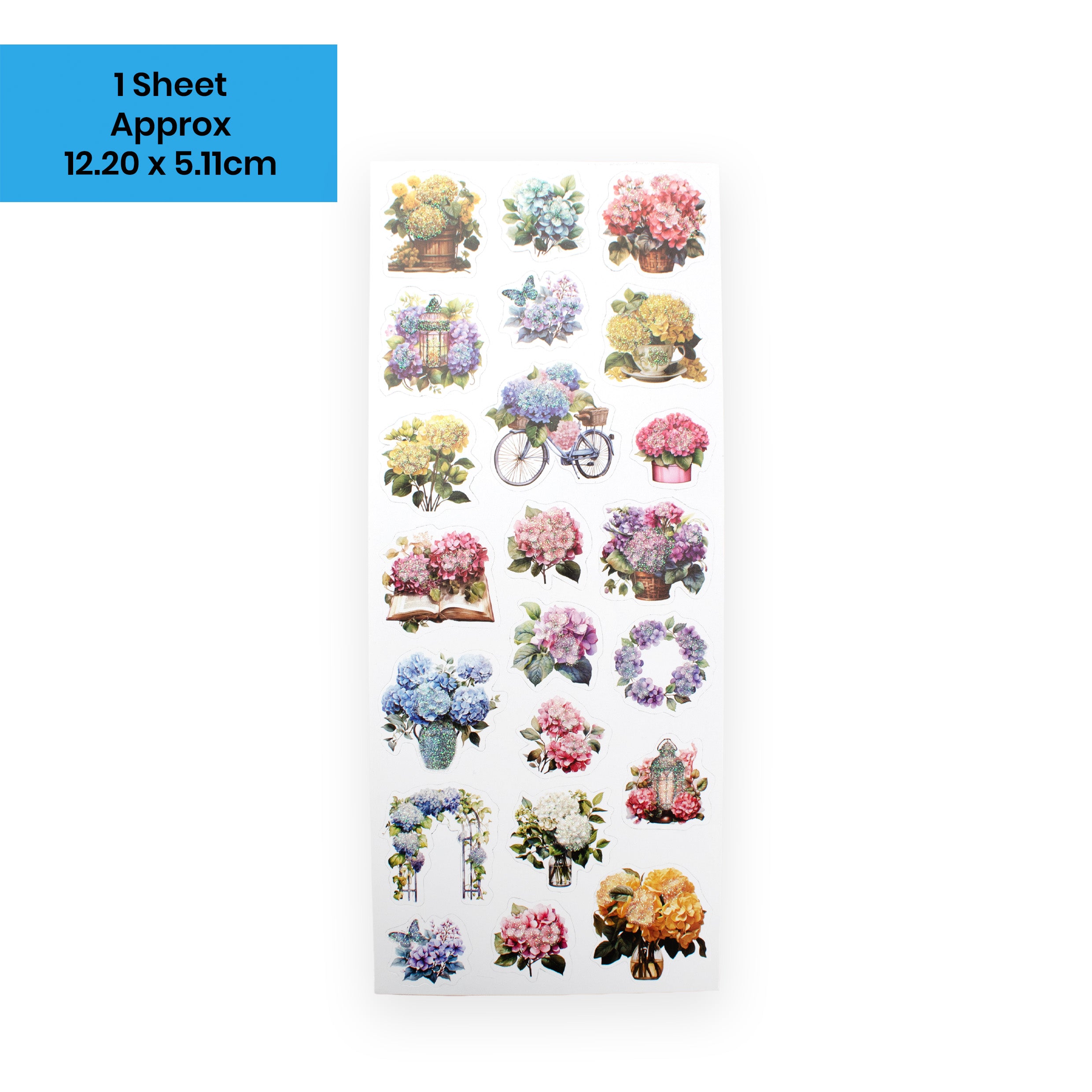 Peel off Glitter Sticker Blooming Gift Approx 12.20 X 5.11cm 1 Sheet