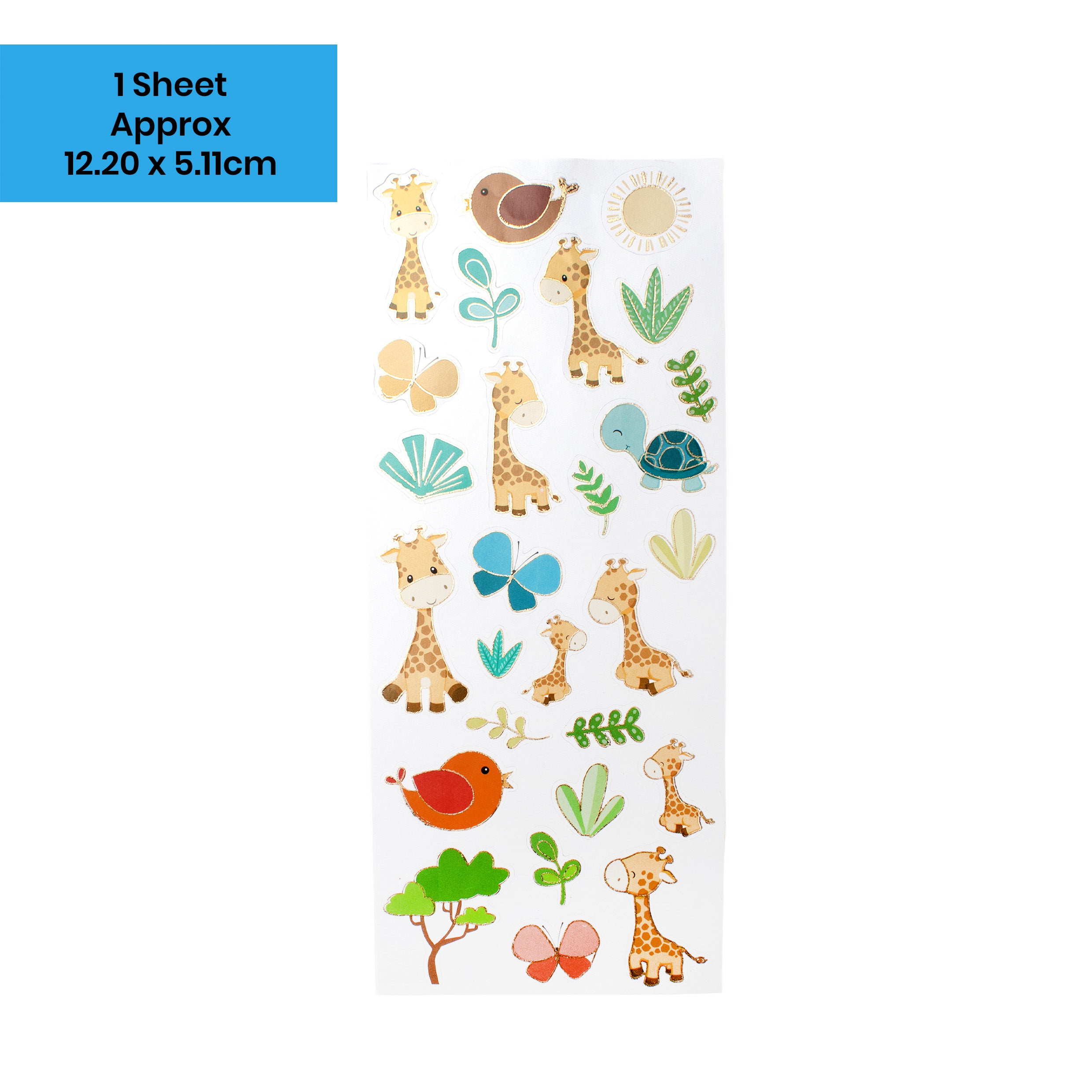 Peel off Foil Sticker Giraffe Buddies Approx 12.20 X 5.11cm 1 Sheet