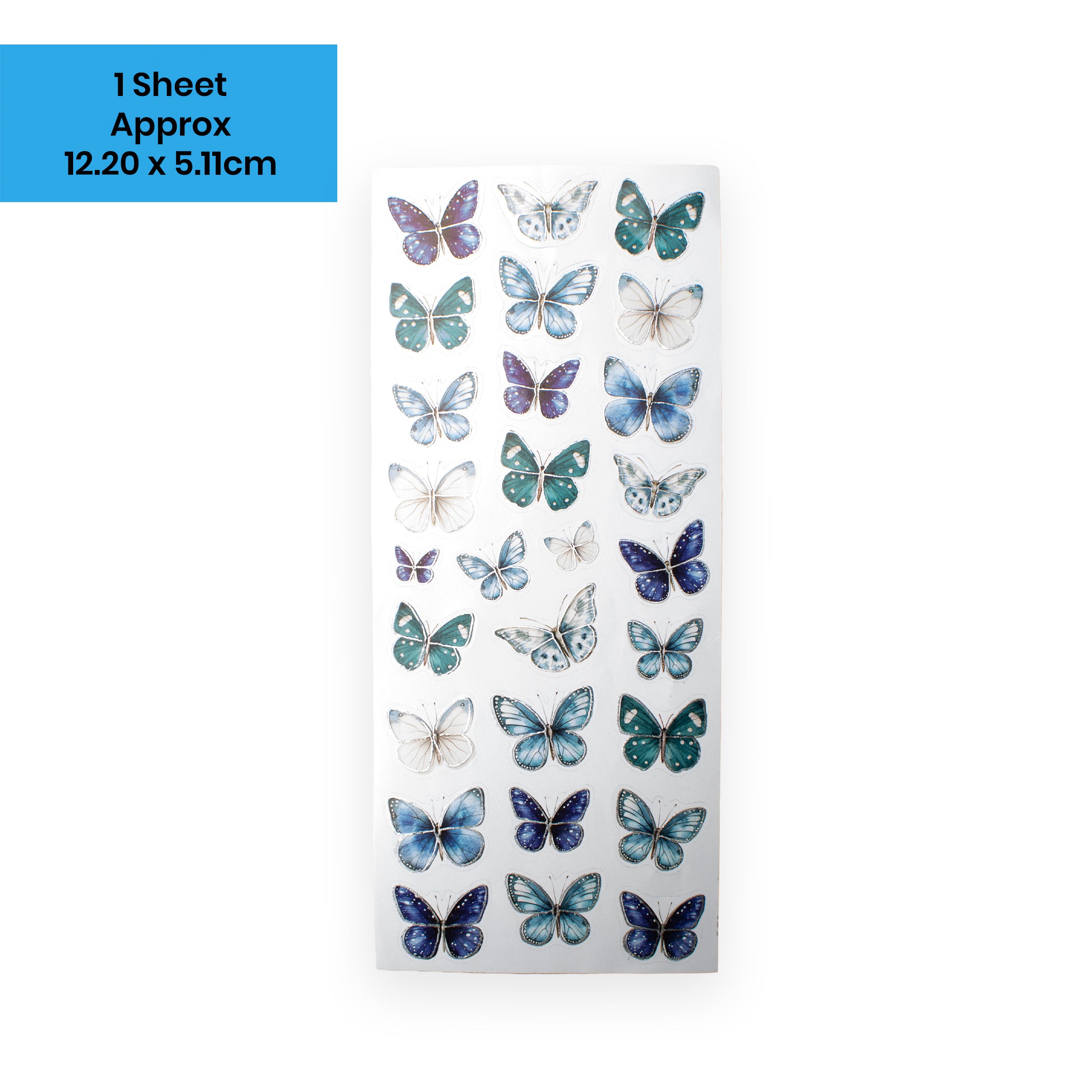 Peel off Foil Sticker Butterfly Charm Approx 12.20 X 5.11cm 1 Sheet