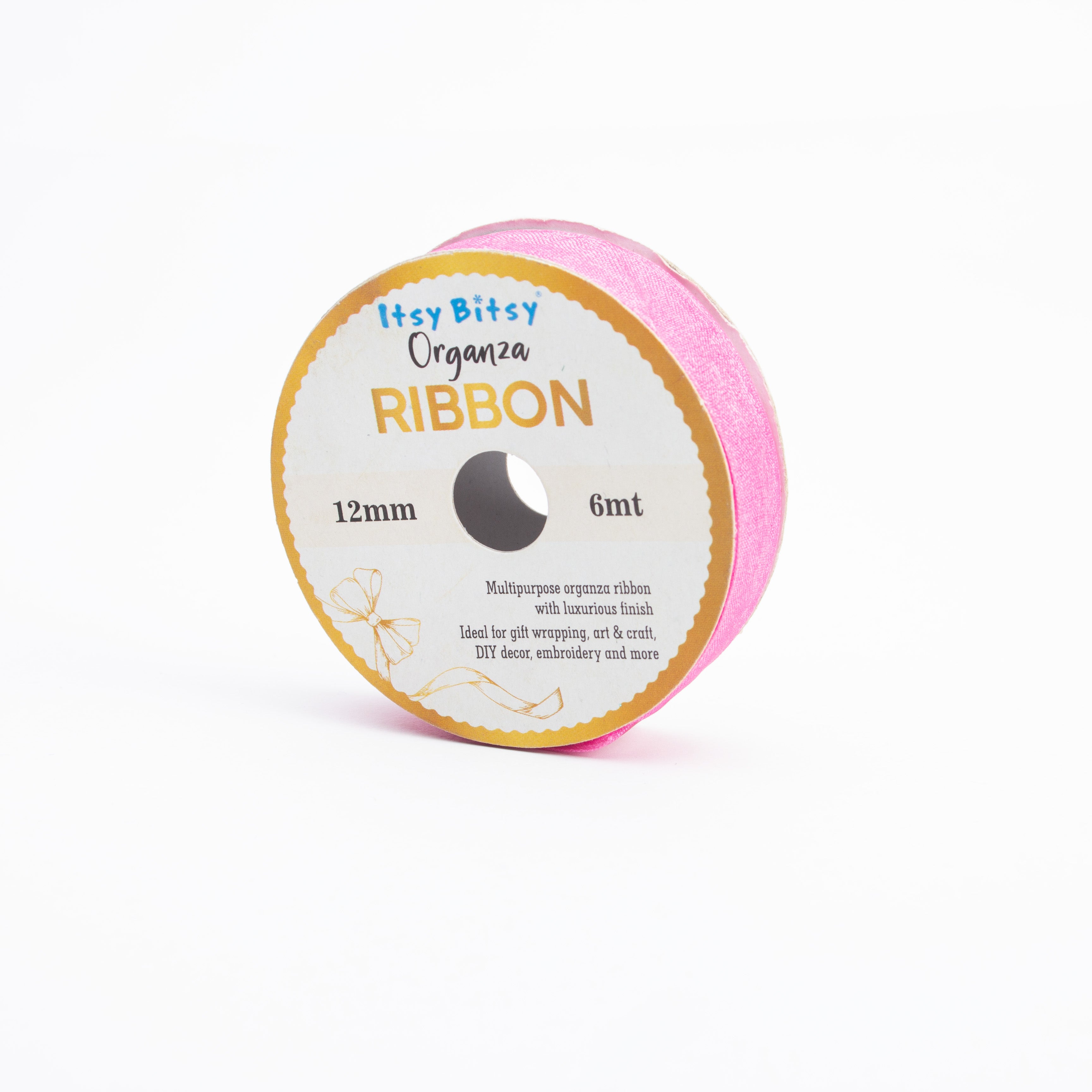 Organza Ribbon 12mm Pink 6mt 1 Roll