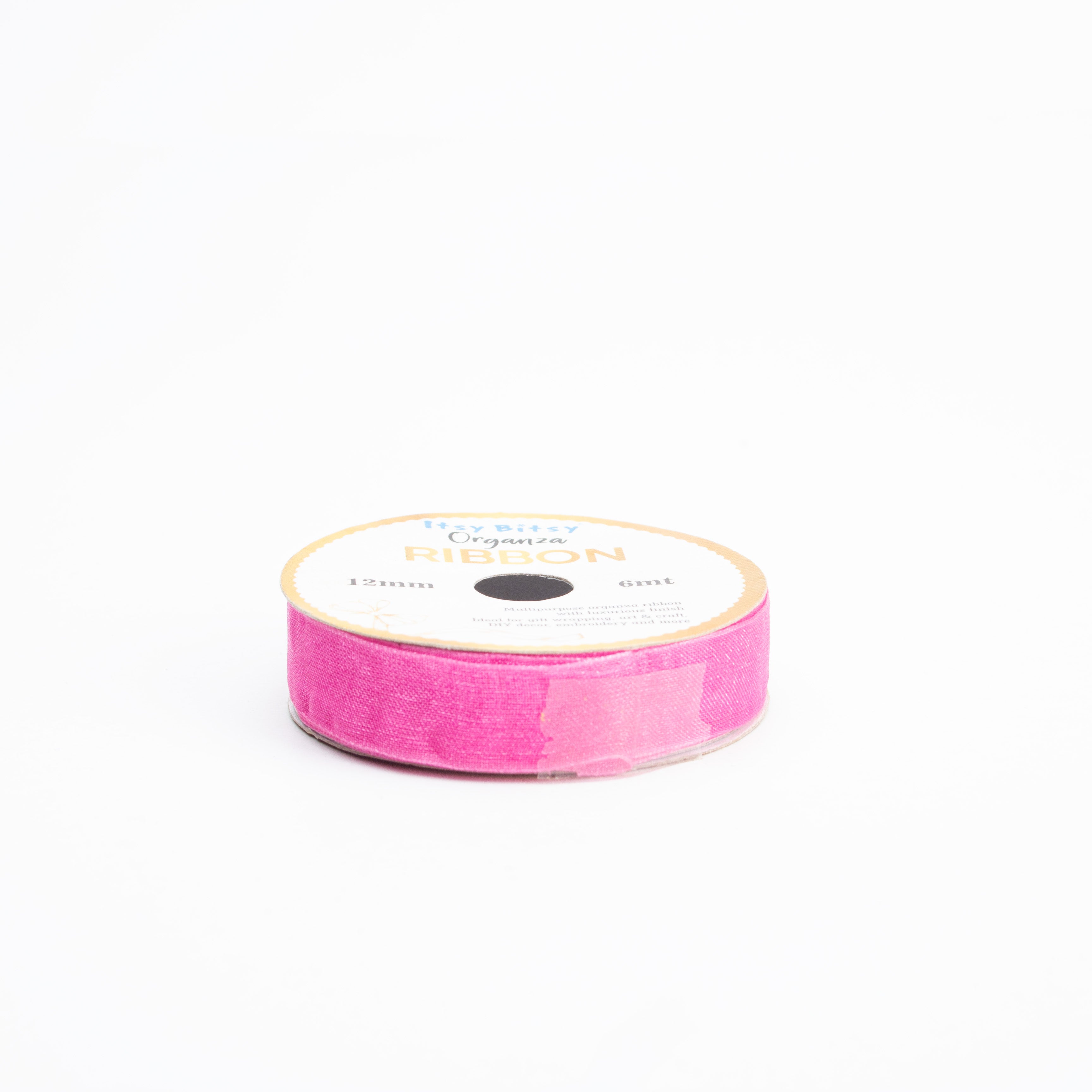Organza Ribbon 12mm Pink 6mt 1 Roll