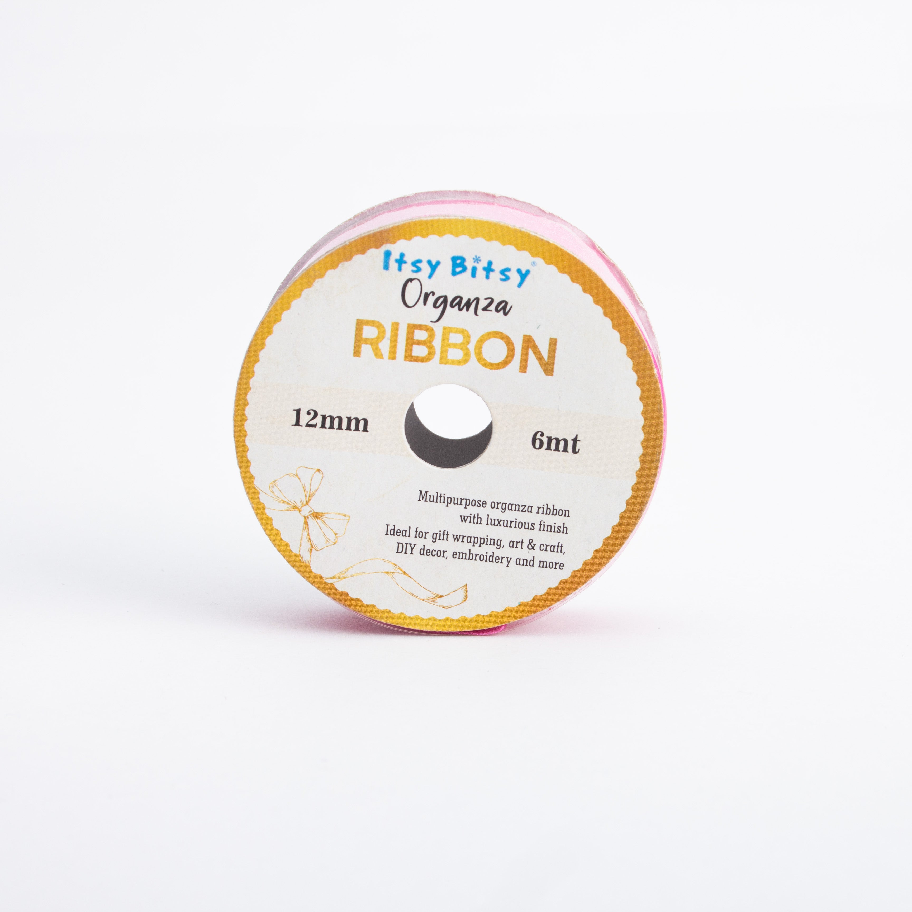 Organza Ribbon 12mm Pink 6mt 1 Roll