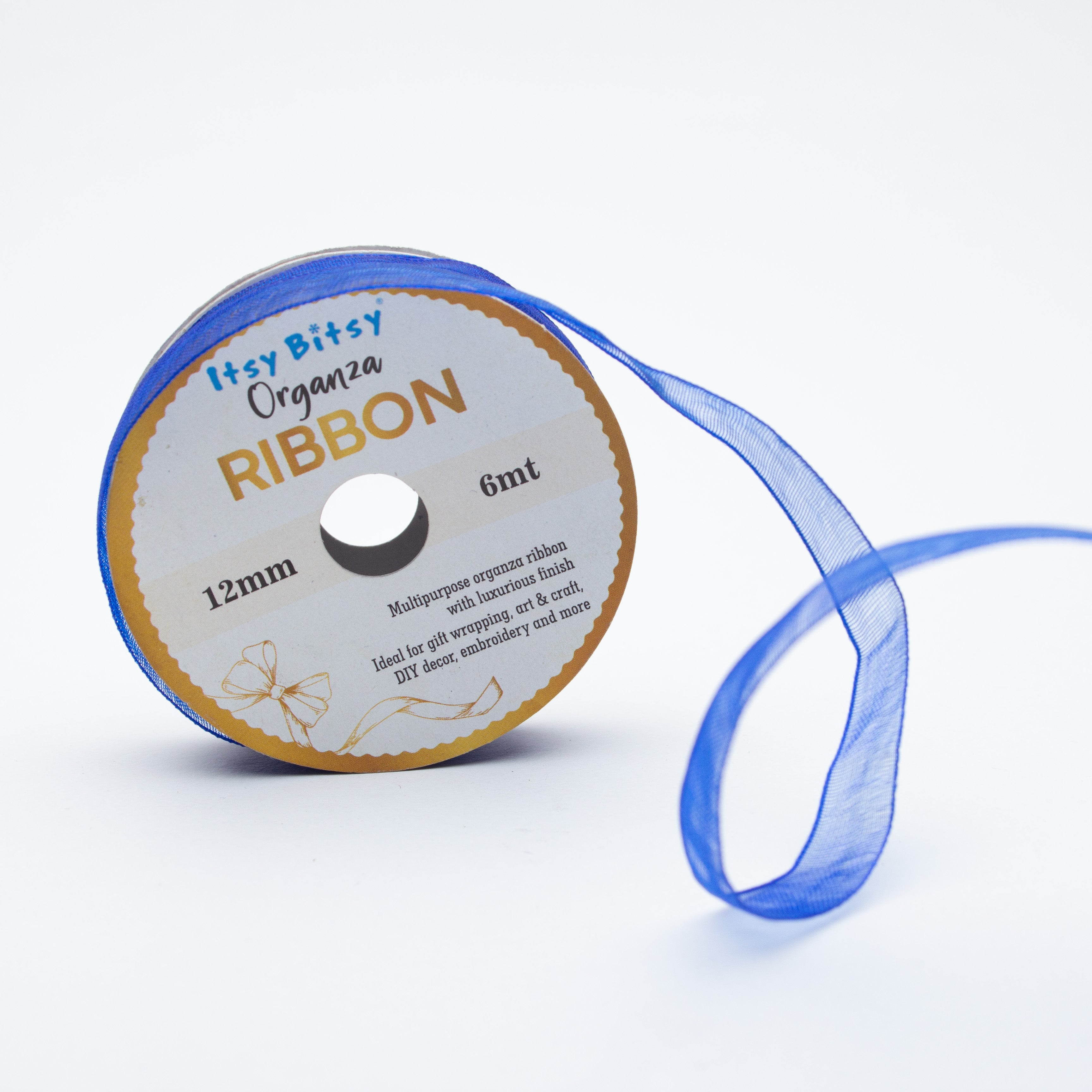 Organza Ribbon 12mm Blue 6mt 1 Roll