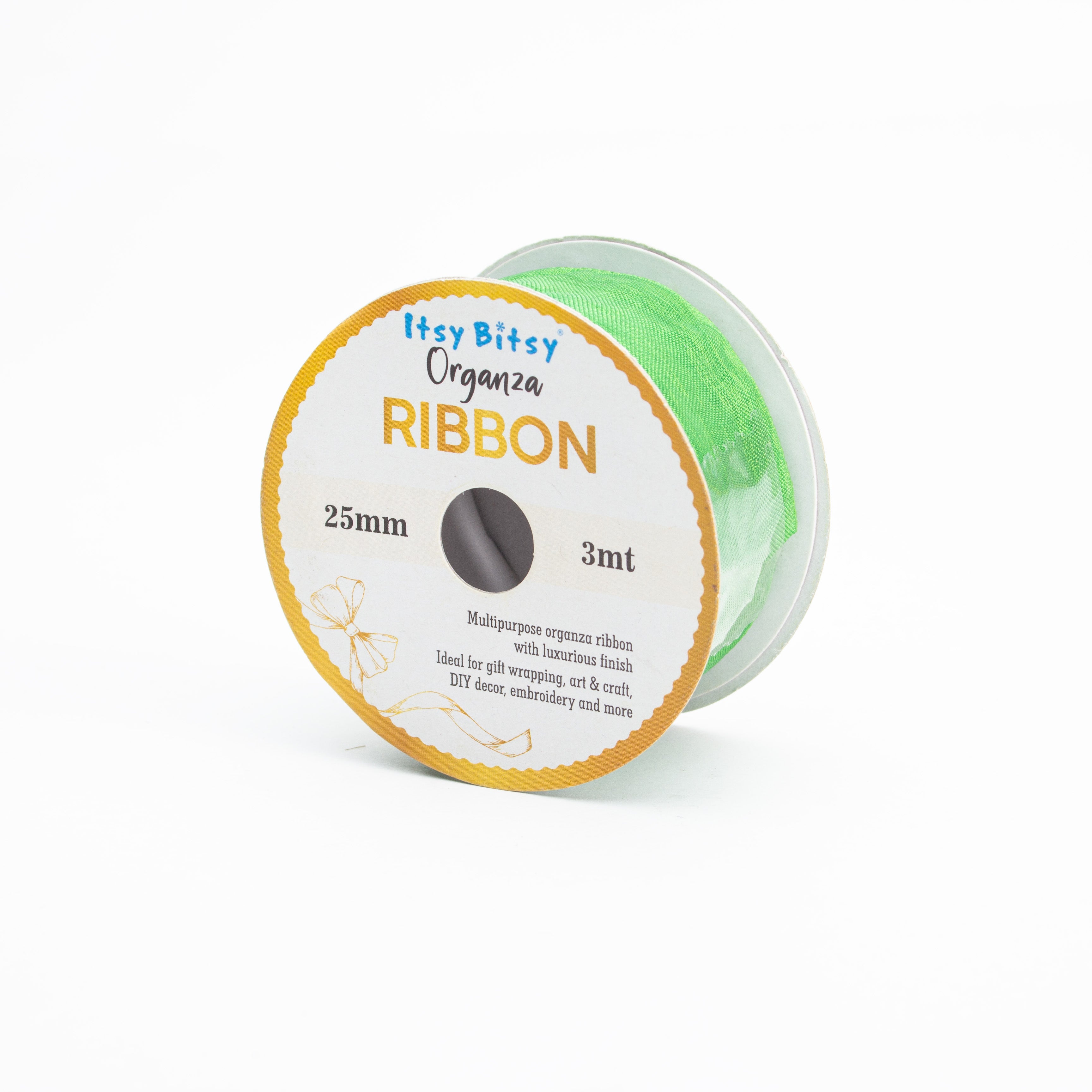 Organza Ribbon 25mm Parrot Green 3mt 1 Roll