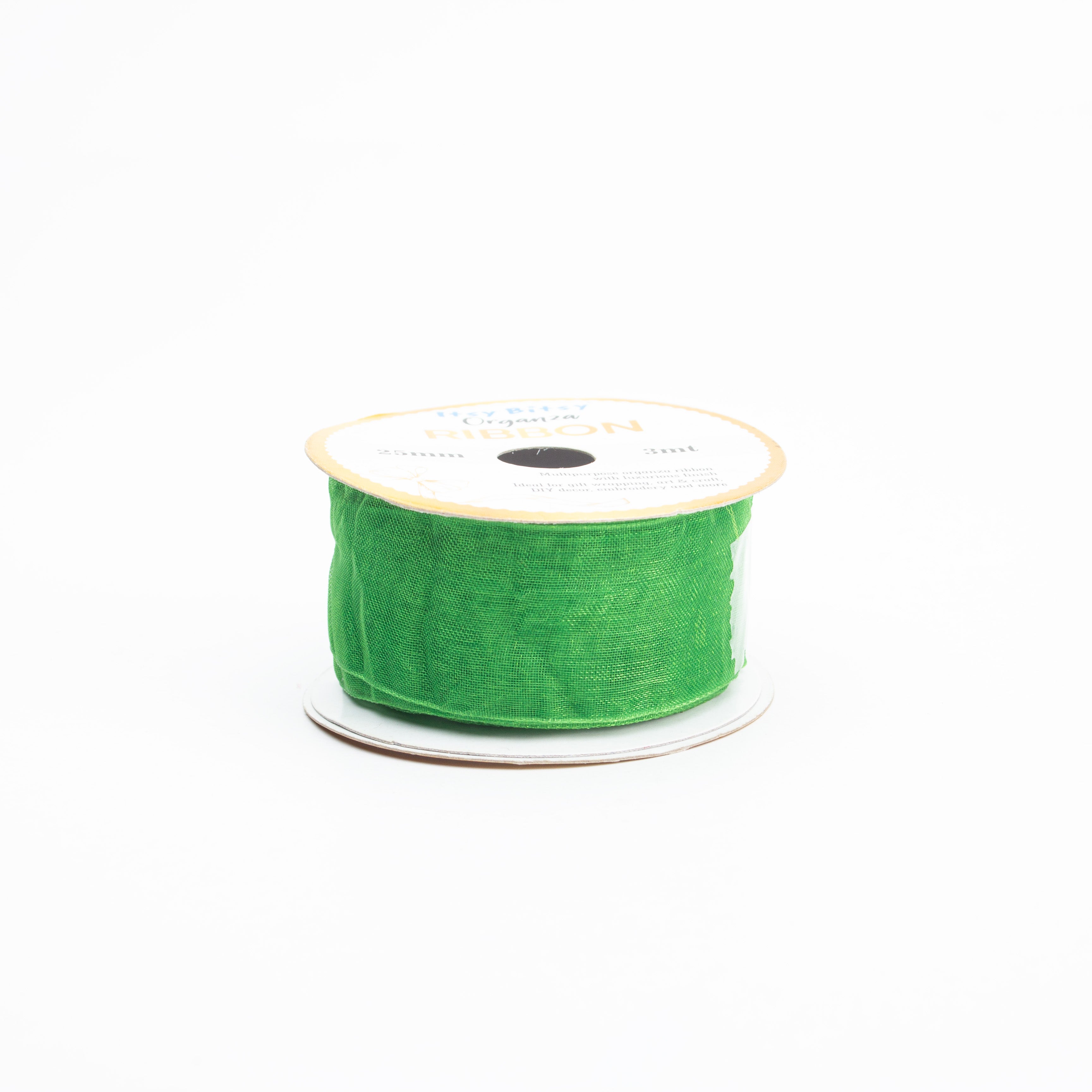 Organza Ribbon 25mm Parrot Green 3mt 1 Roll