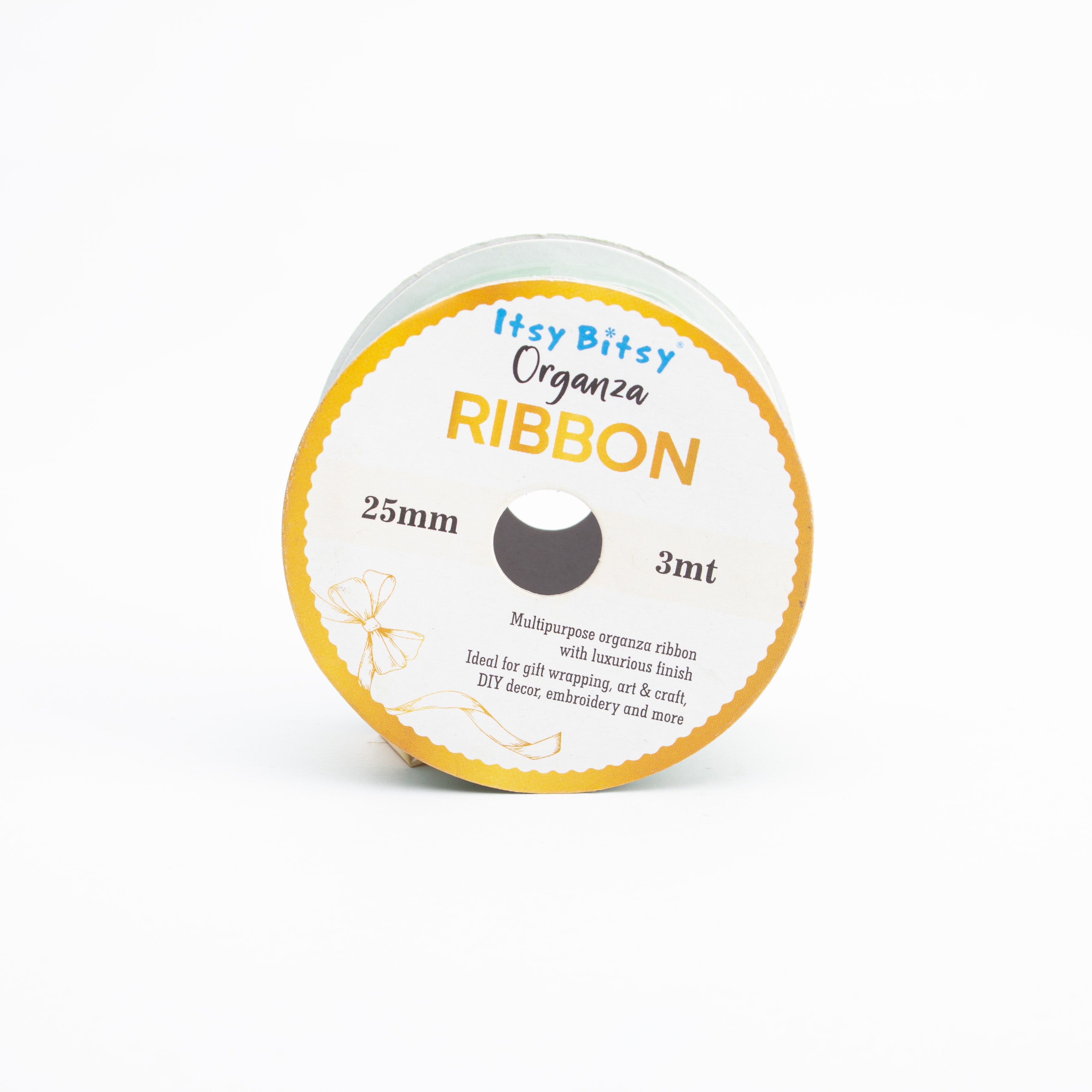 Organza Ribbon 25mm Parrot Green 3mt 1 Roll