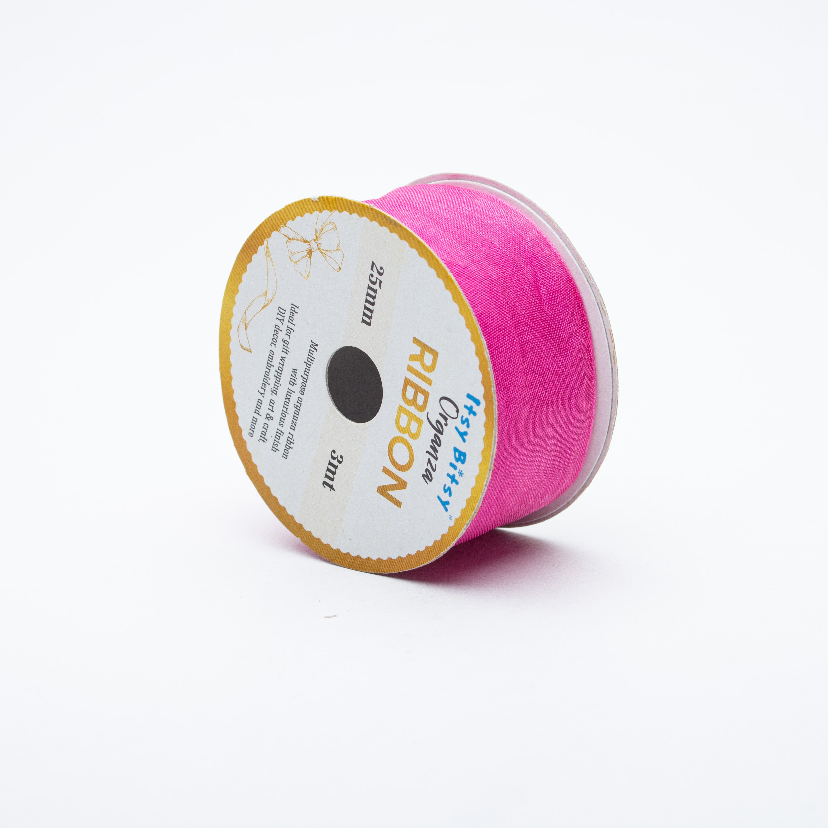Organza Ribbon 25mm Pink 3mt 1 Roll
