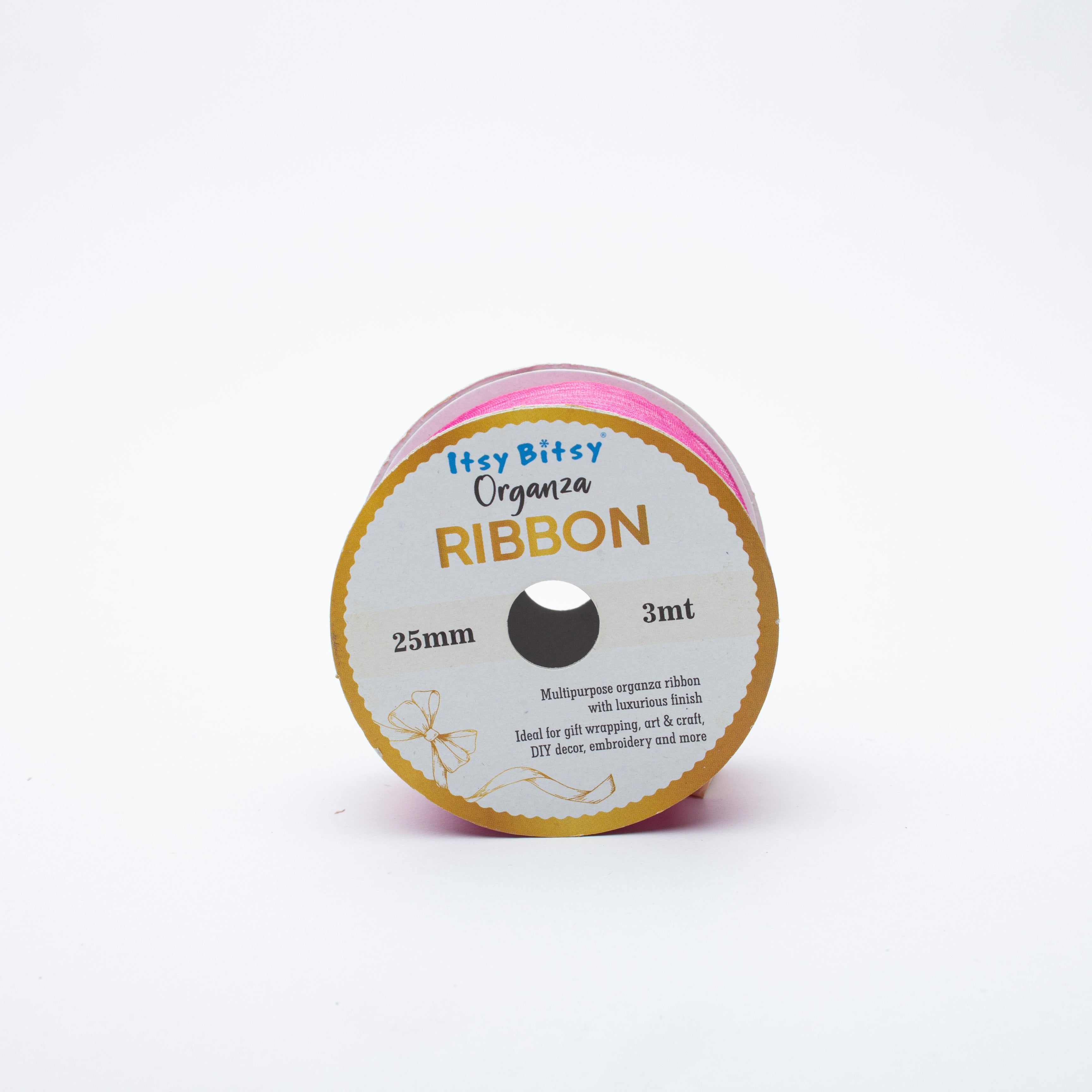 Organza Ribbon 25mm Pink 3mt 1 Roll
