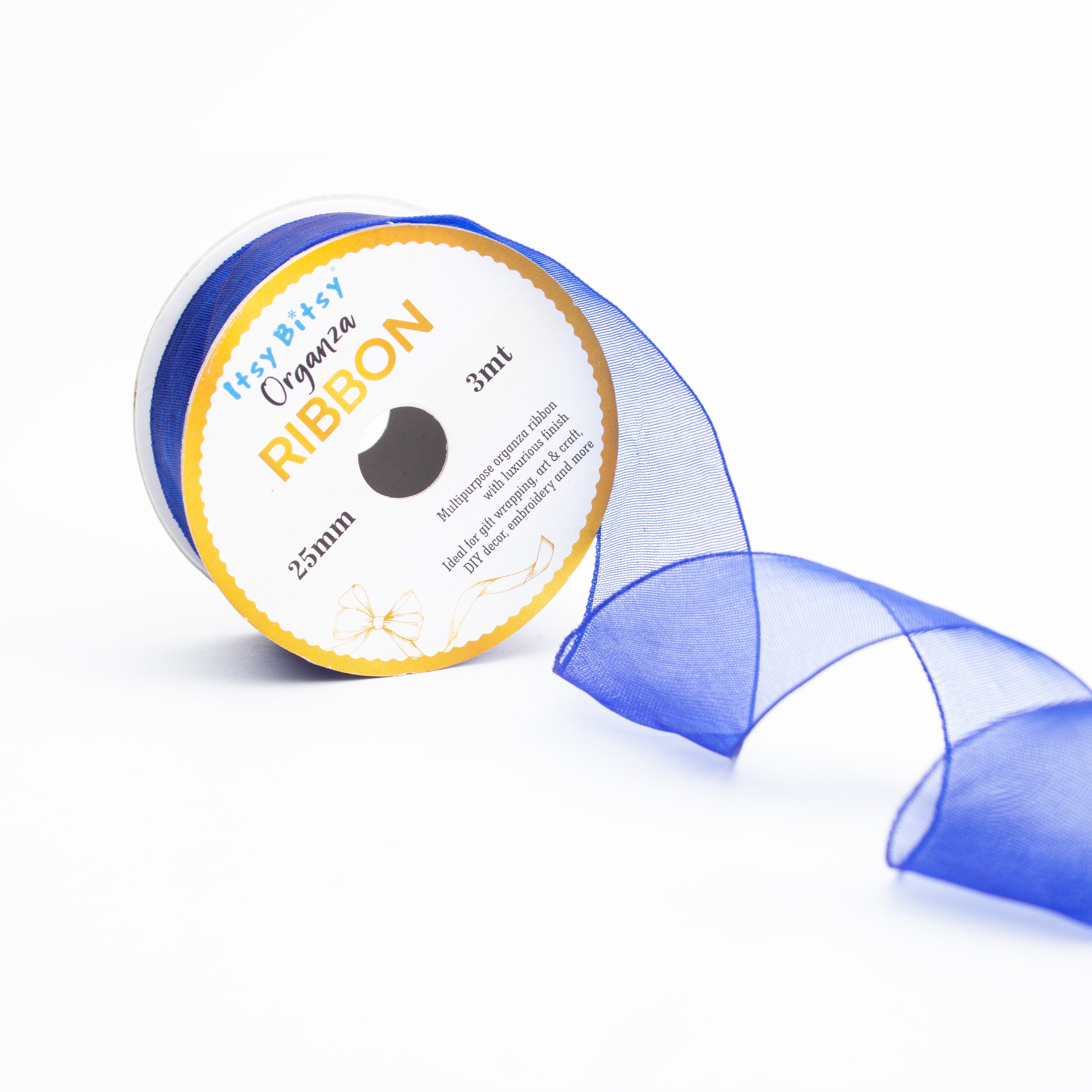 Organza Ribbon 25mm Blue 3mt 1 Roll