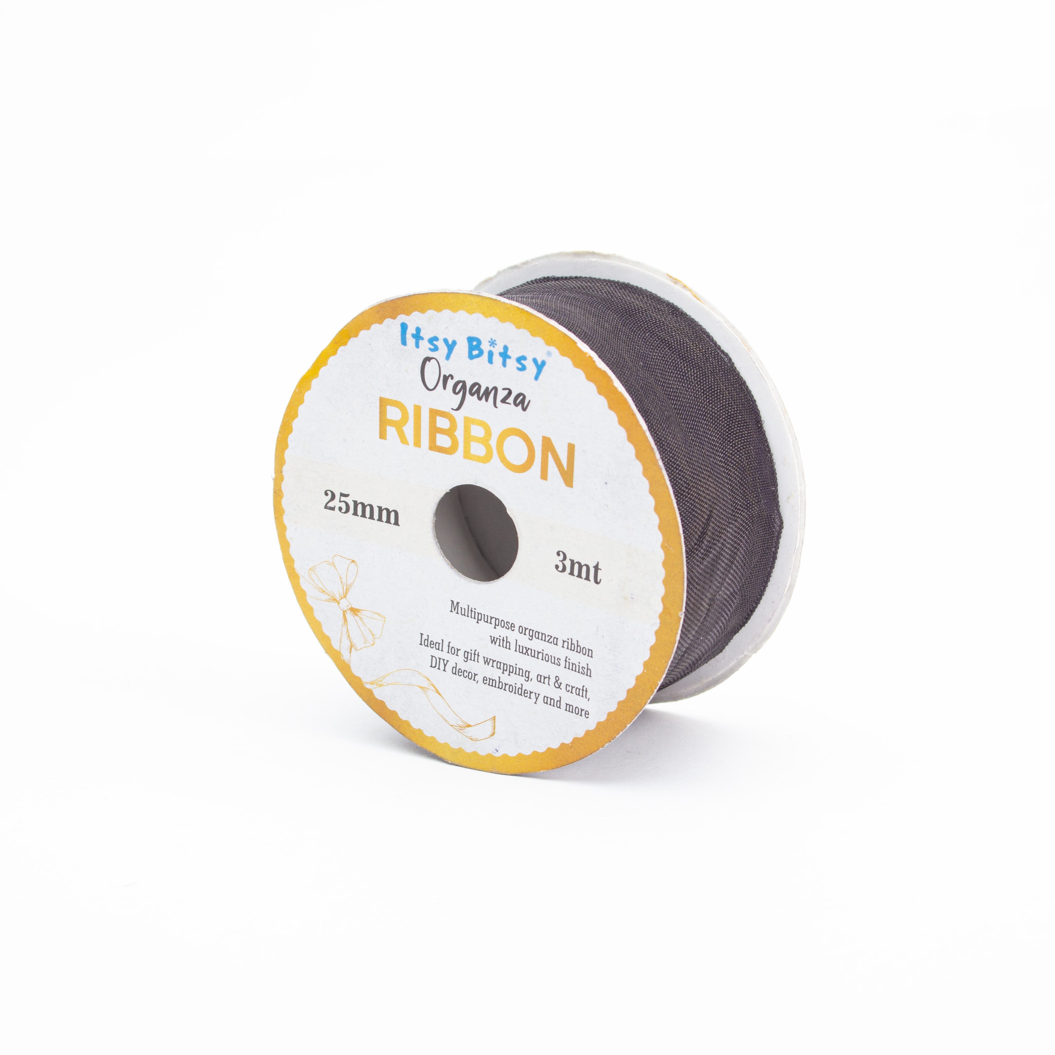 Organza Ribbon 25mm Black 3mt 1 Roll