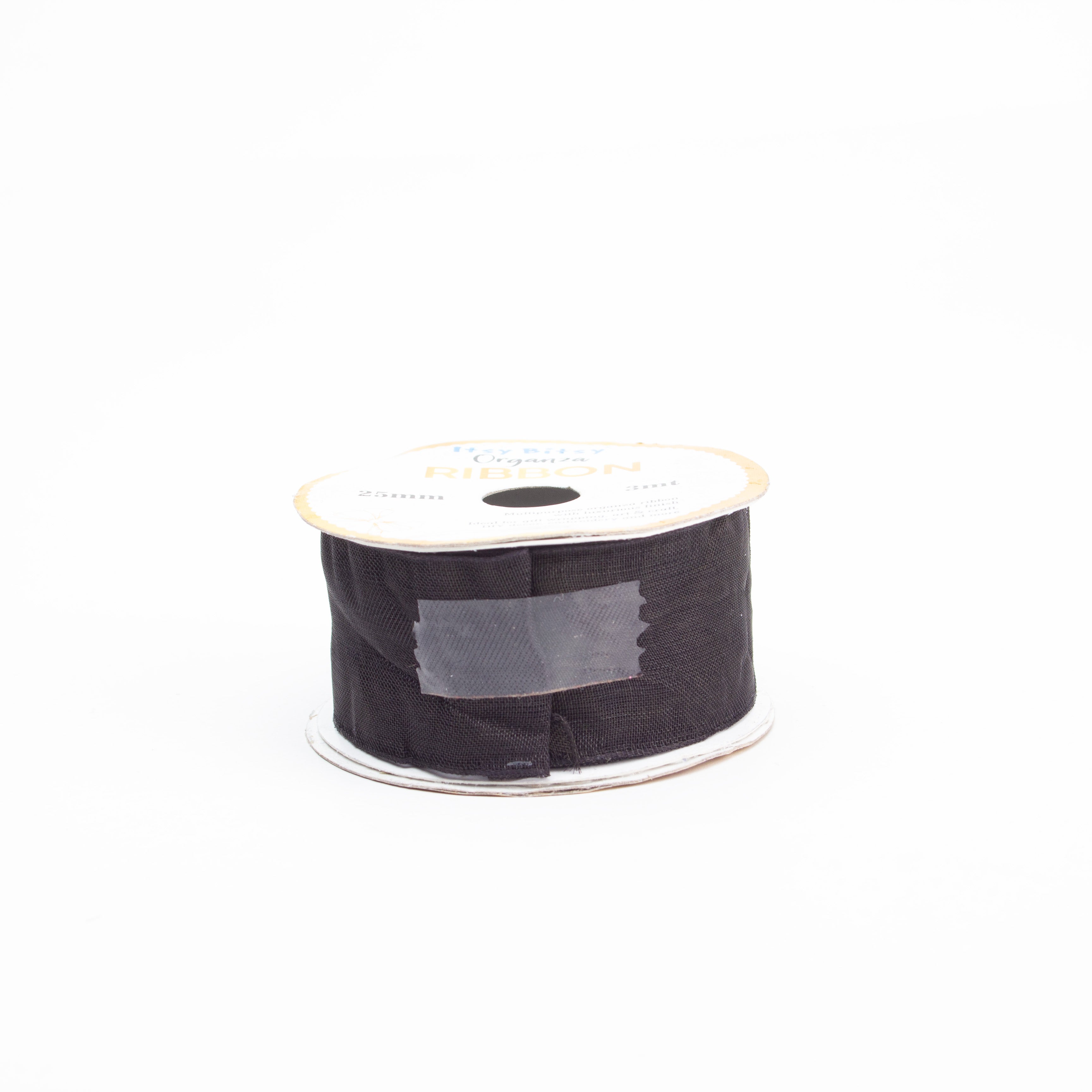 Organza Ribbon 25mm Black 3mt 1 Roll