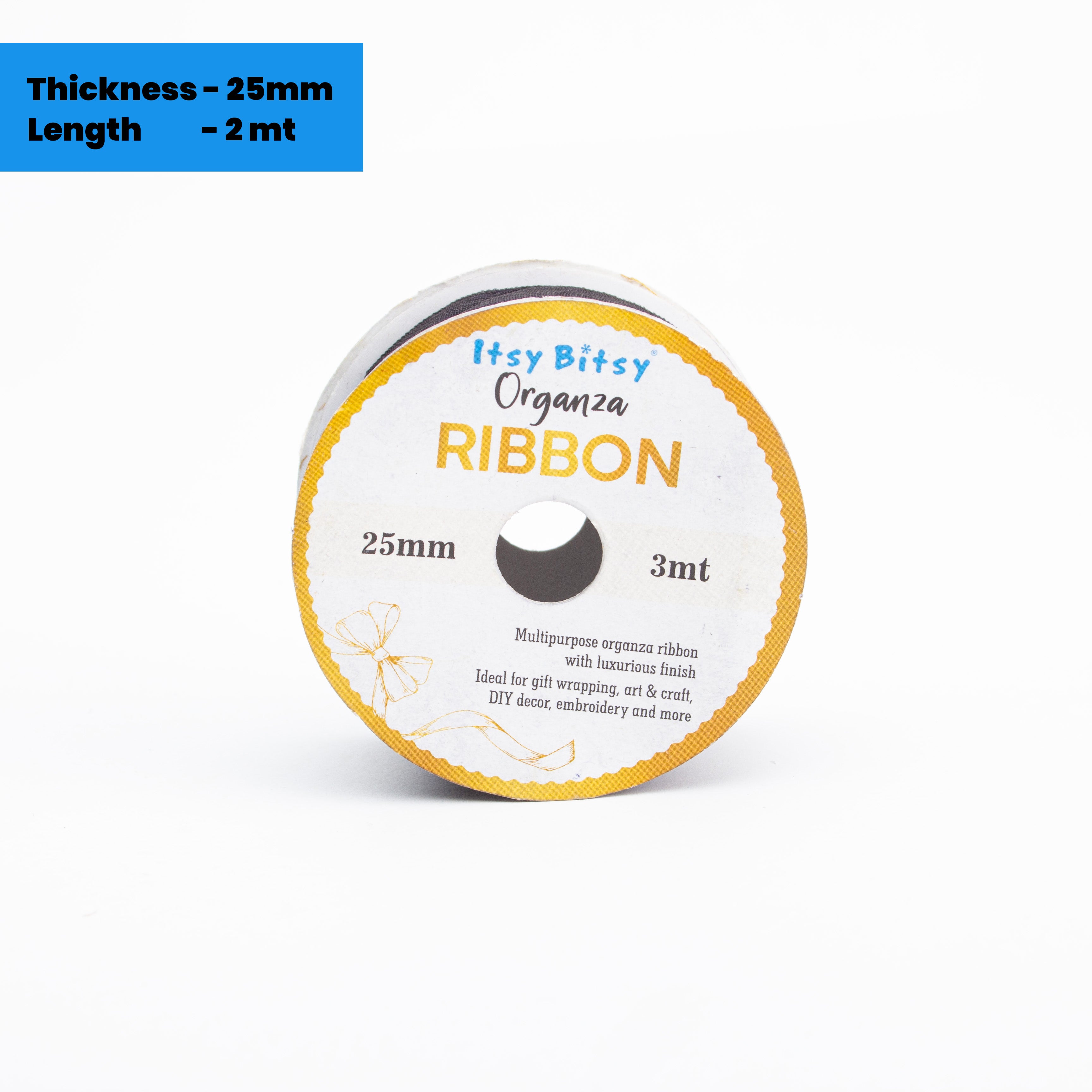Organza Ribbon 25mm Black 3mt 1 Roll