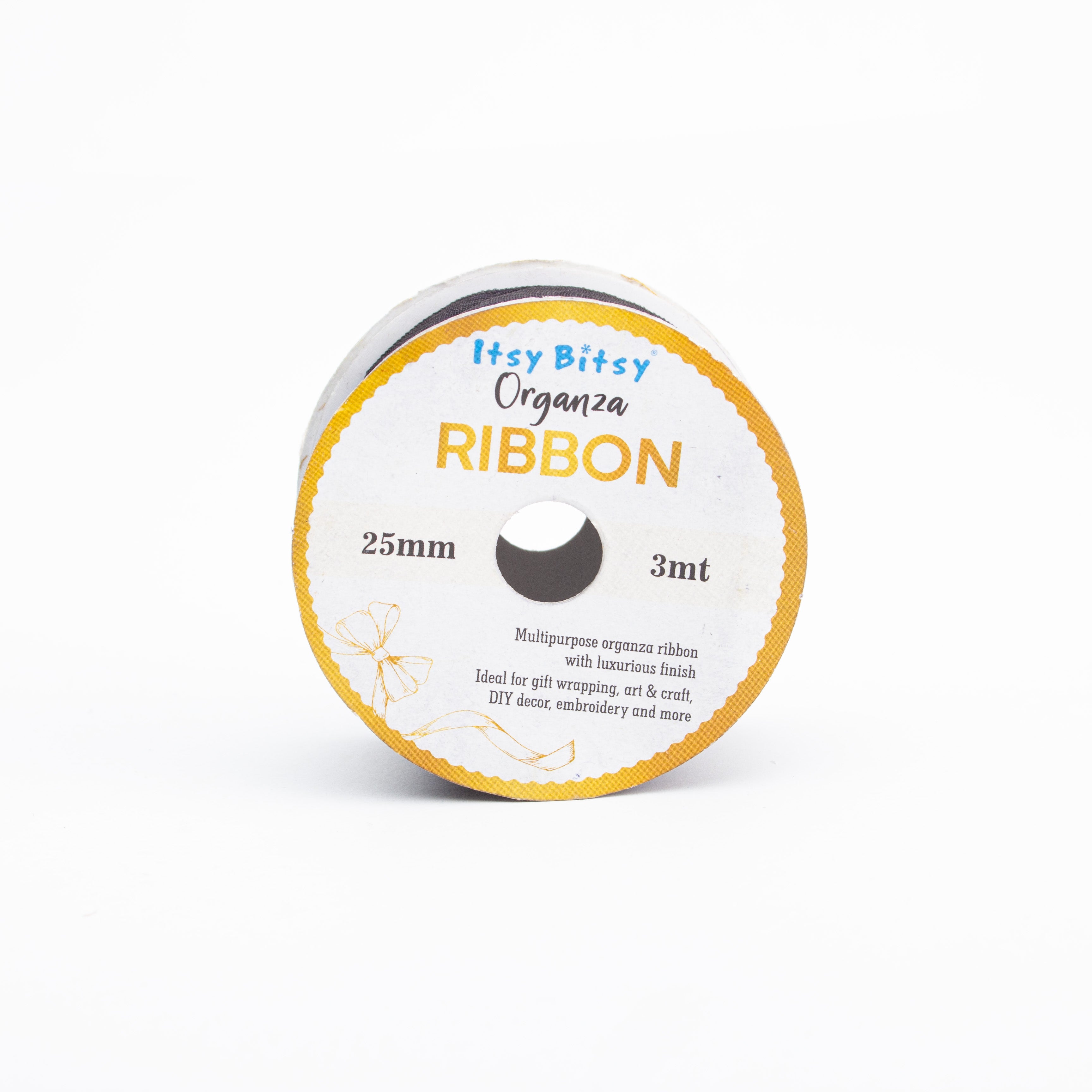 Organza Ribbon 25mm Black 3mt 1 Roll