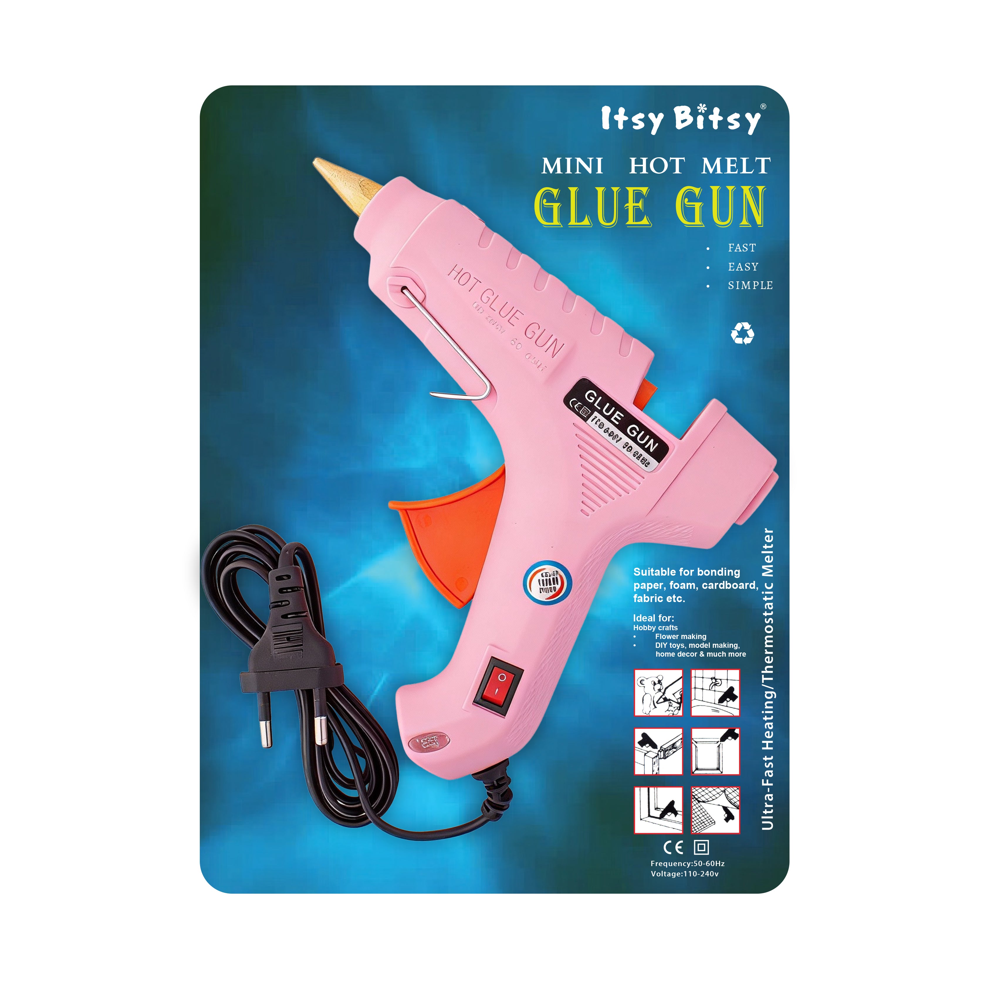 Glue Gun High Temperature Hot Melt Pink 240v 1pc