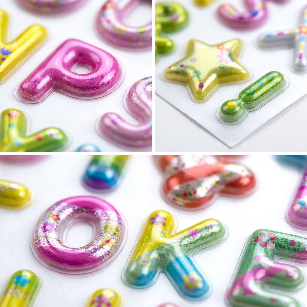Alphabet Puffy Stickers Capital Letters Rainbow Stripes 41pc 1Pack
