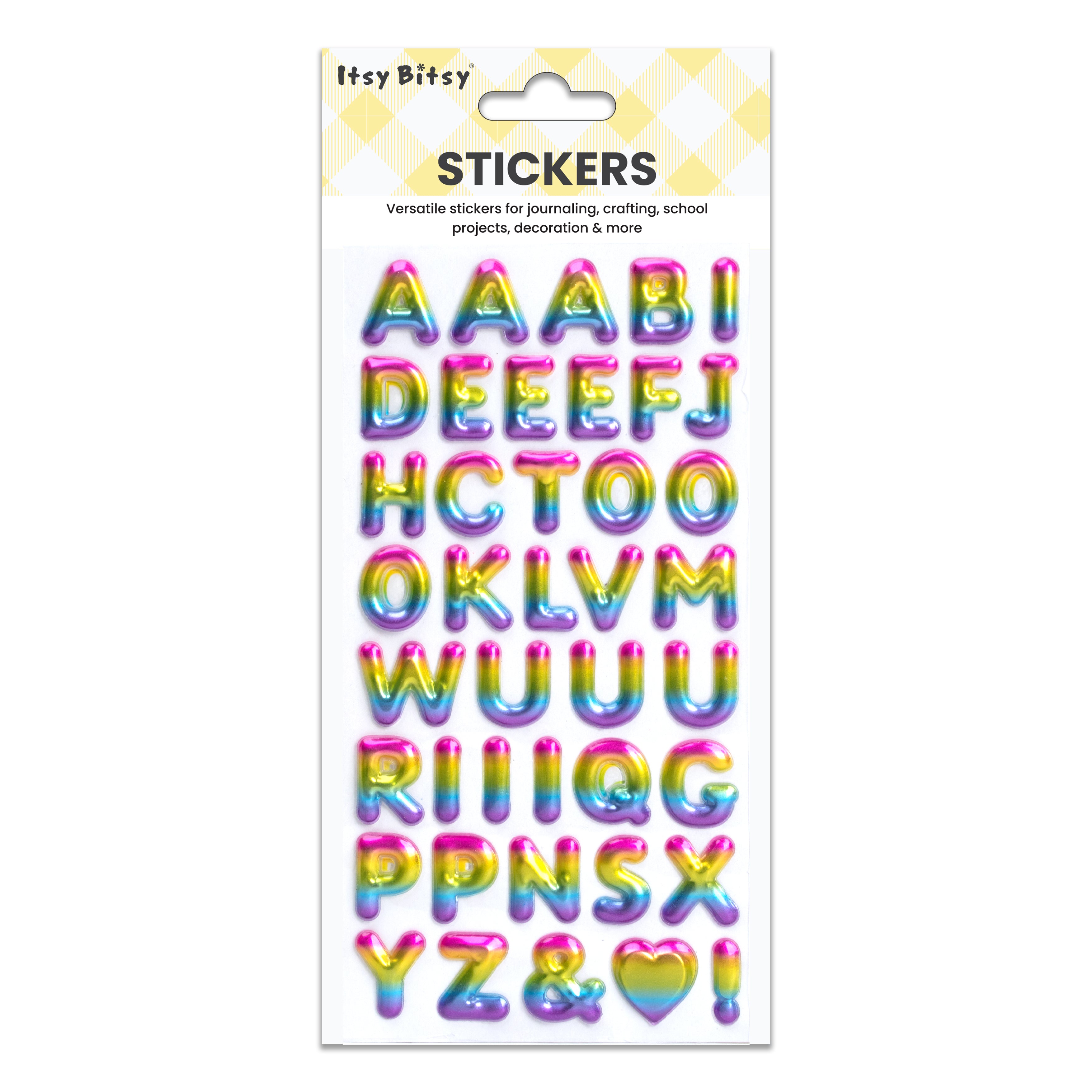 Alphabet Puffy Stickers Capital Letters Golden Rose 41pc 1Pack