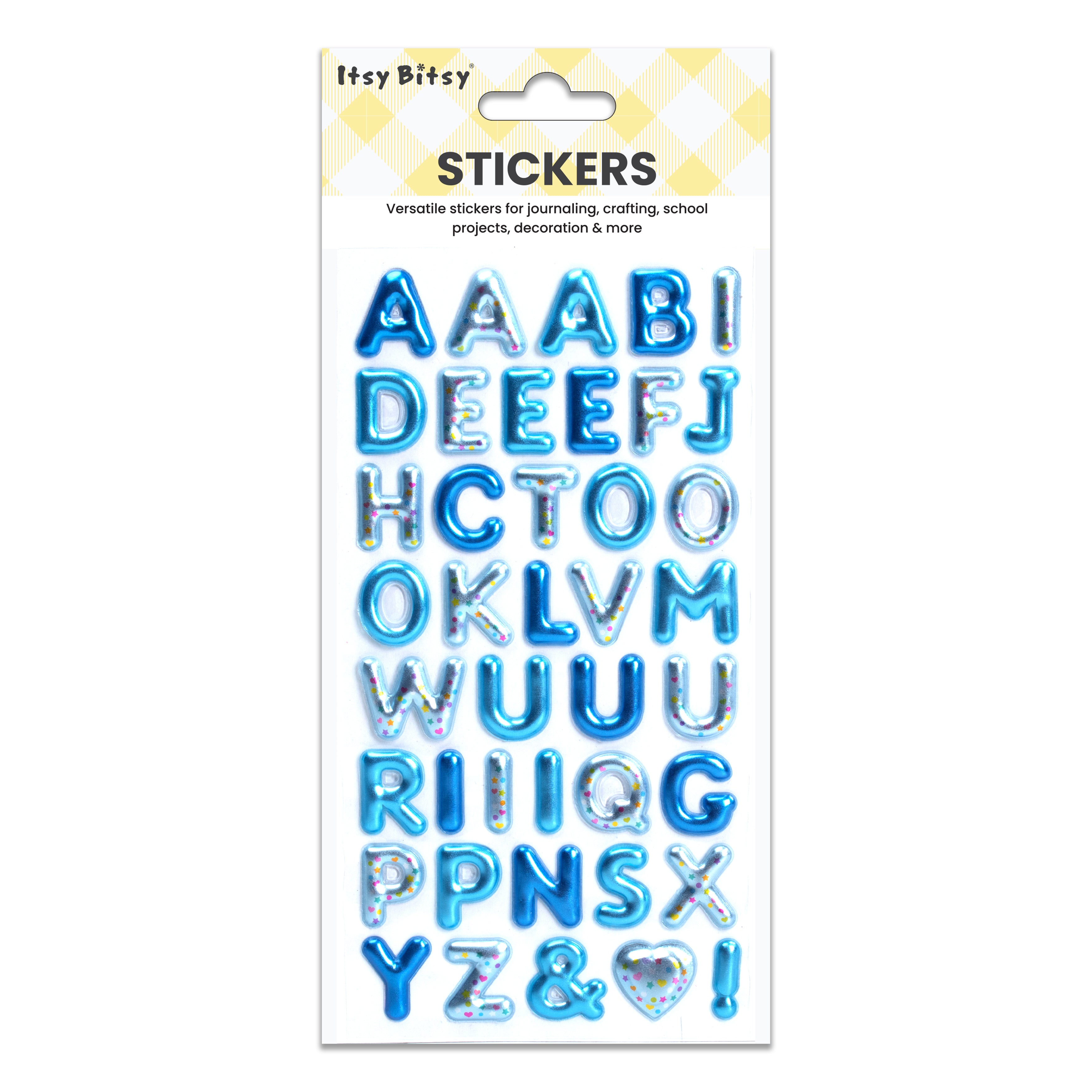 Alphabet Puffy Stickers Capital Letters Blue Sky 41pc 1Pack