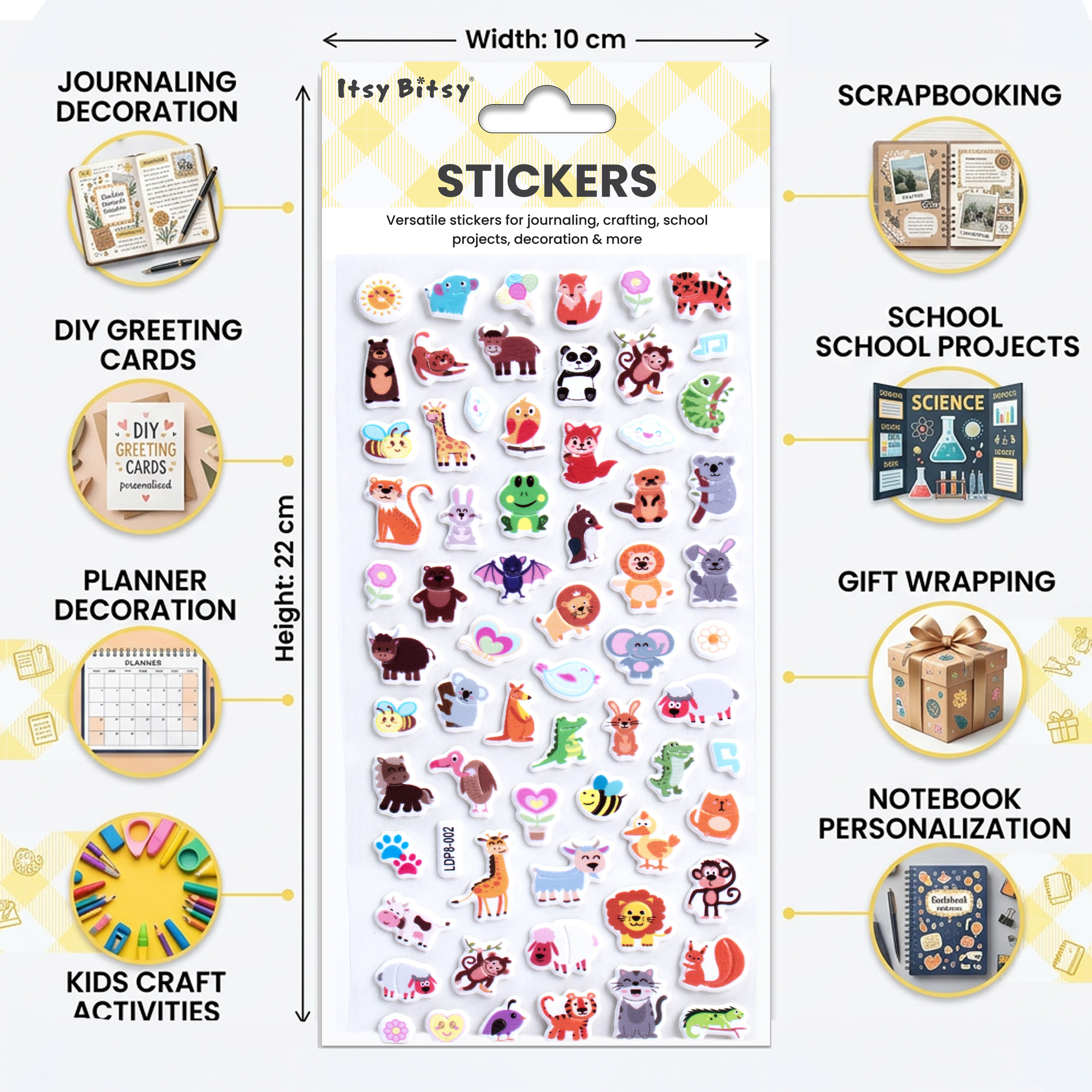 Fun Puffy Stickers Animal Friends 67pcs 1Pack