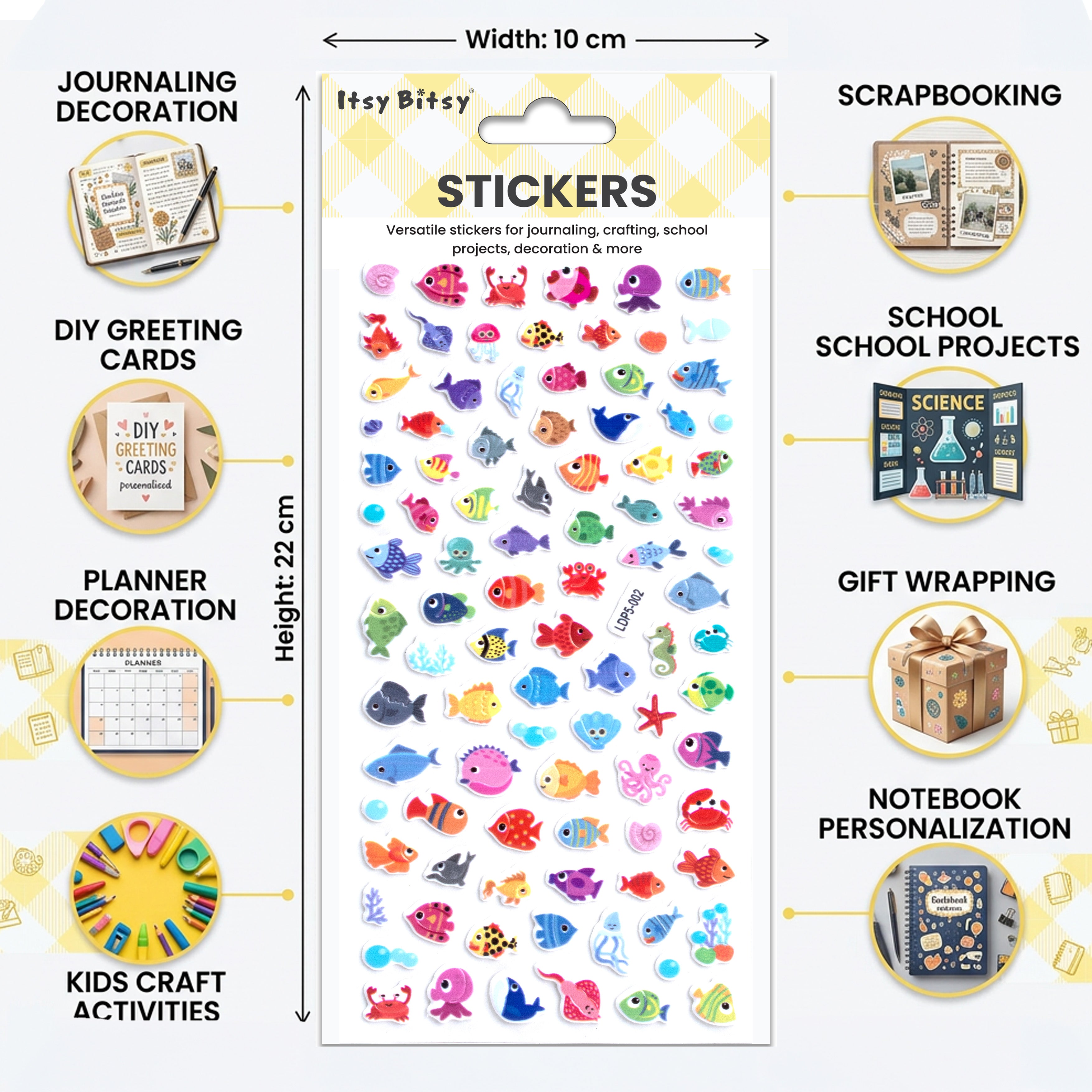 Fun Puffy Stickers Happy Fins 94pcs 1Pack