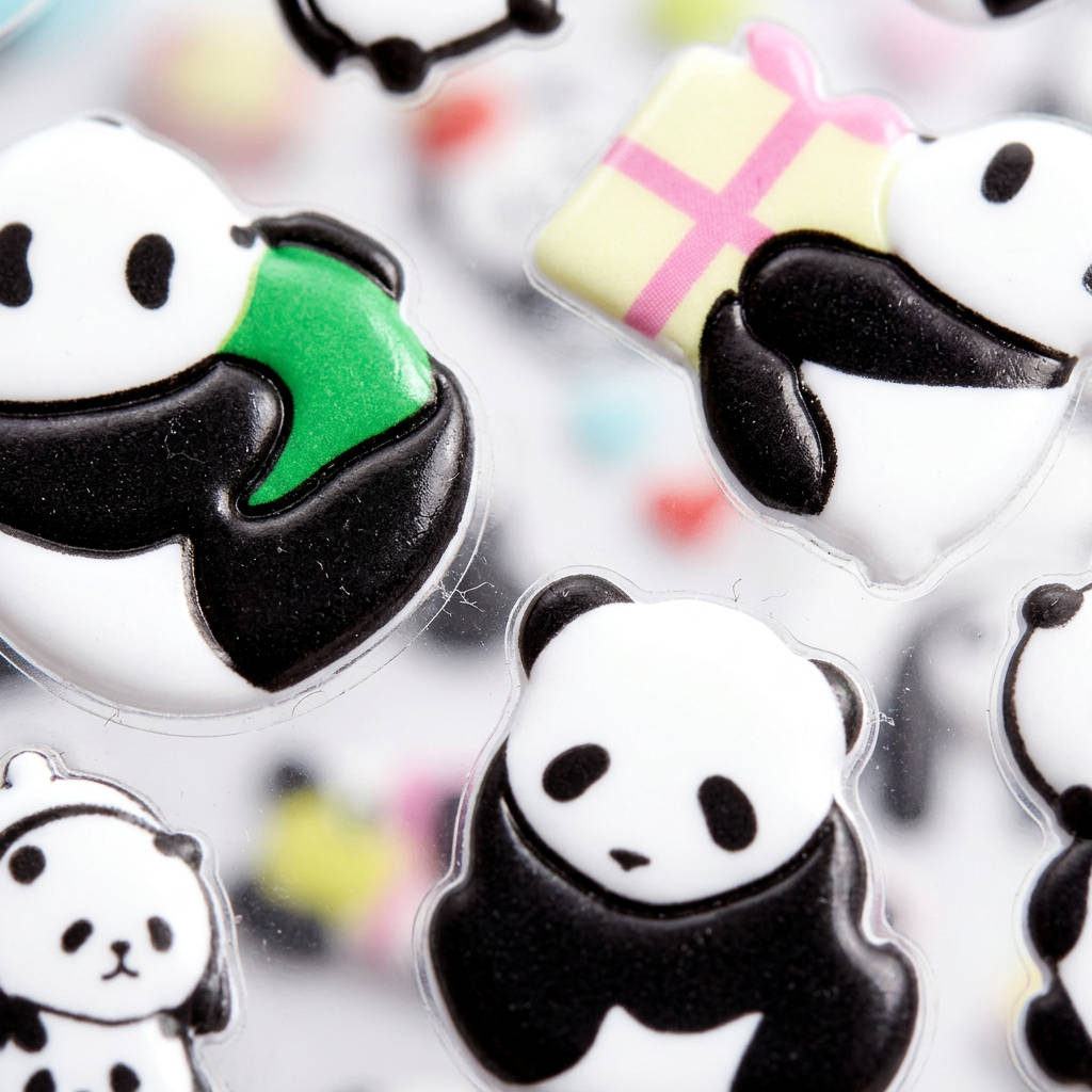 Fashion Bubble Stickers Panda Buddies 49pcs 1Pack