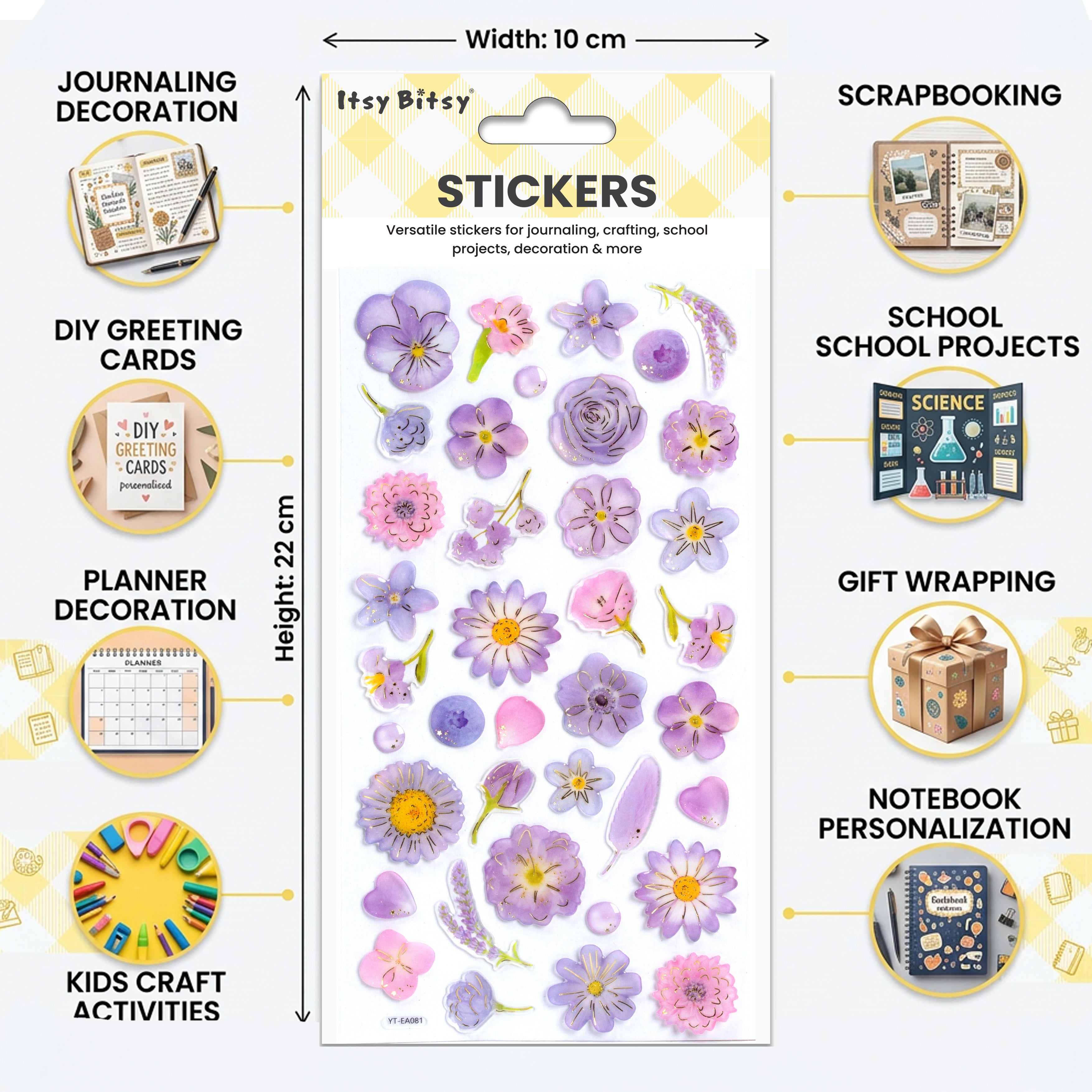 Resin Stickers Flora Elegance 38pcs 1Pack