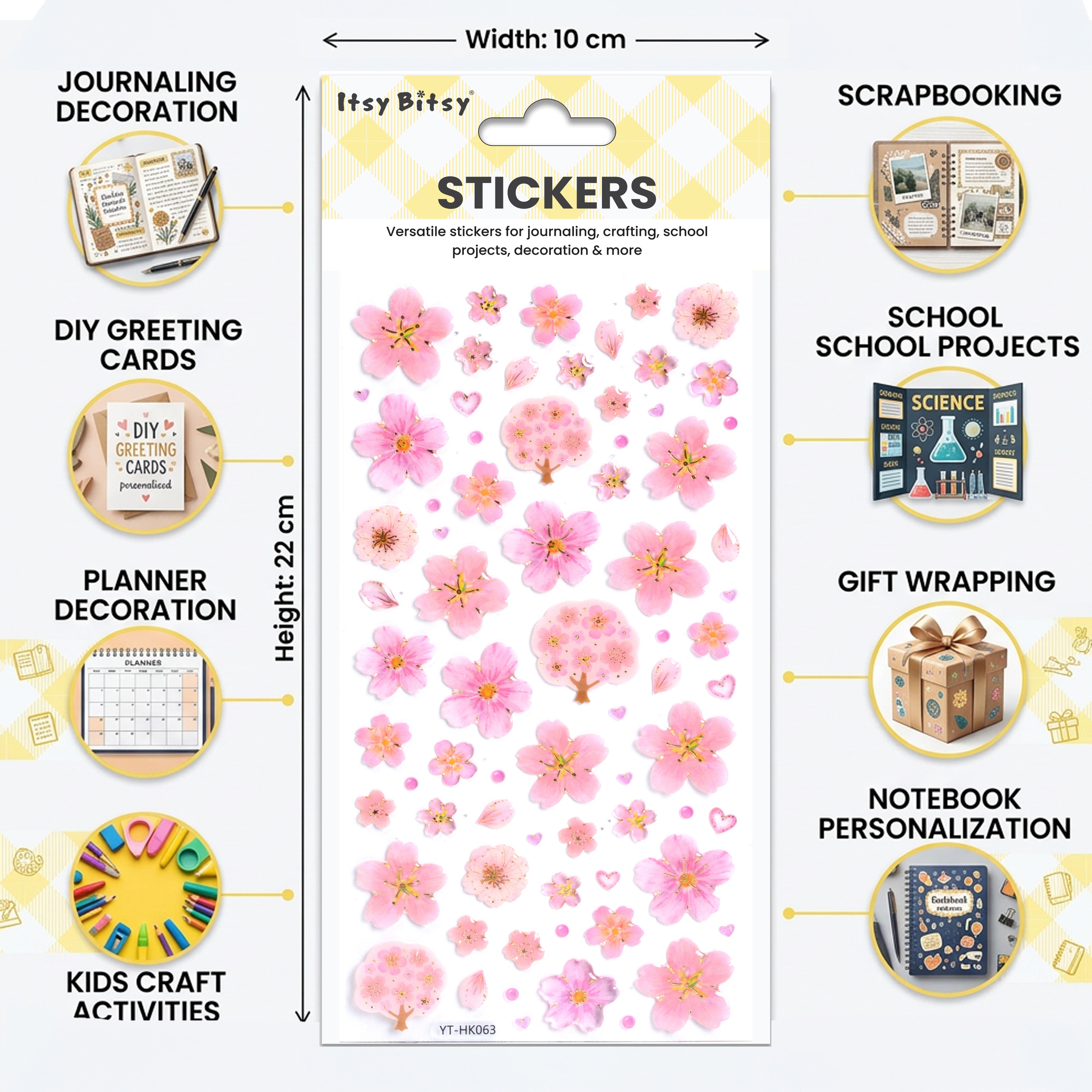 Resin Stickers Floral Cheer 74pcs 1Pack