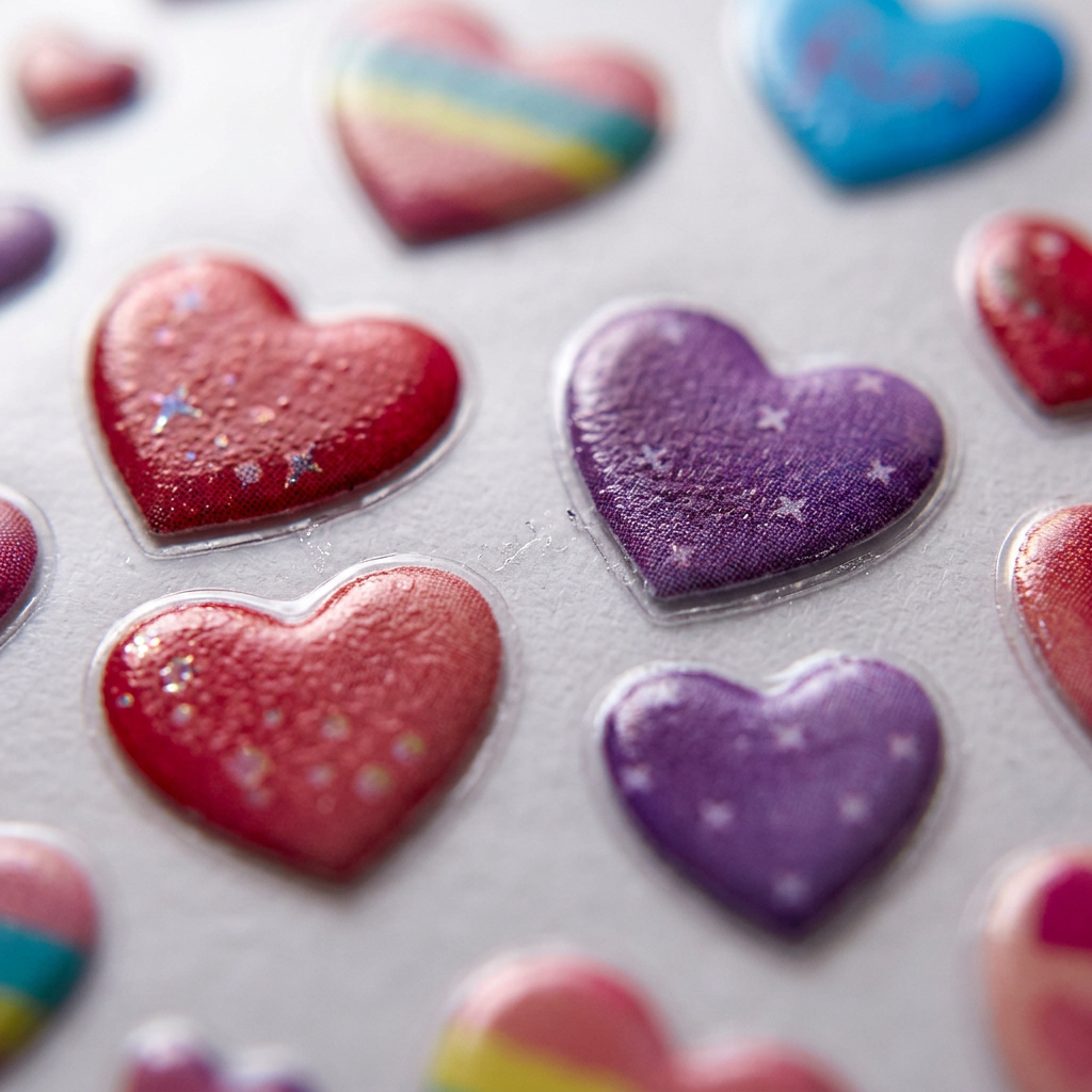 Resin Stickers Sparkle Hearts 61pcs 1Pack