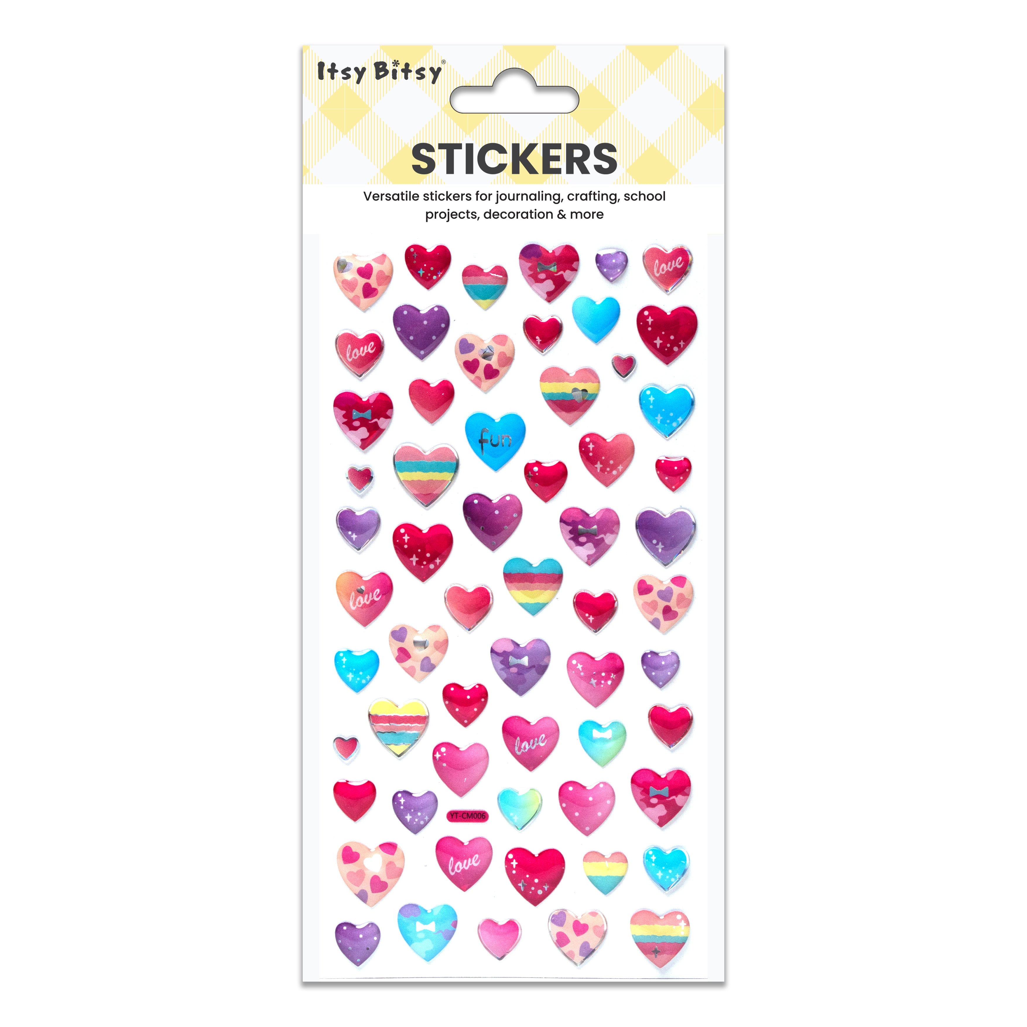 Resin Stickers Sparkle Hearts 61pcs 1Pack