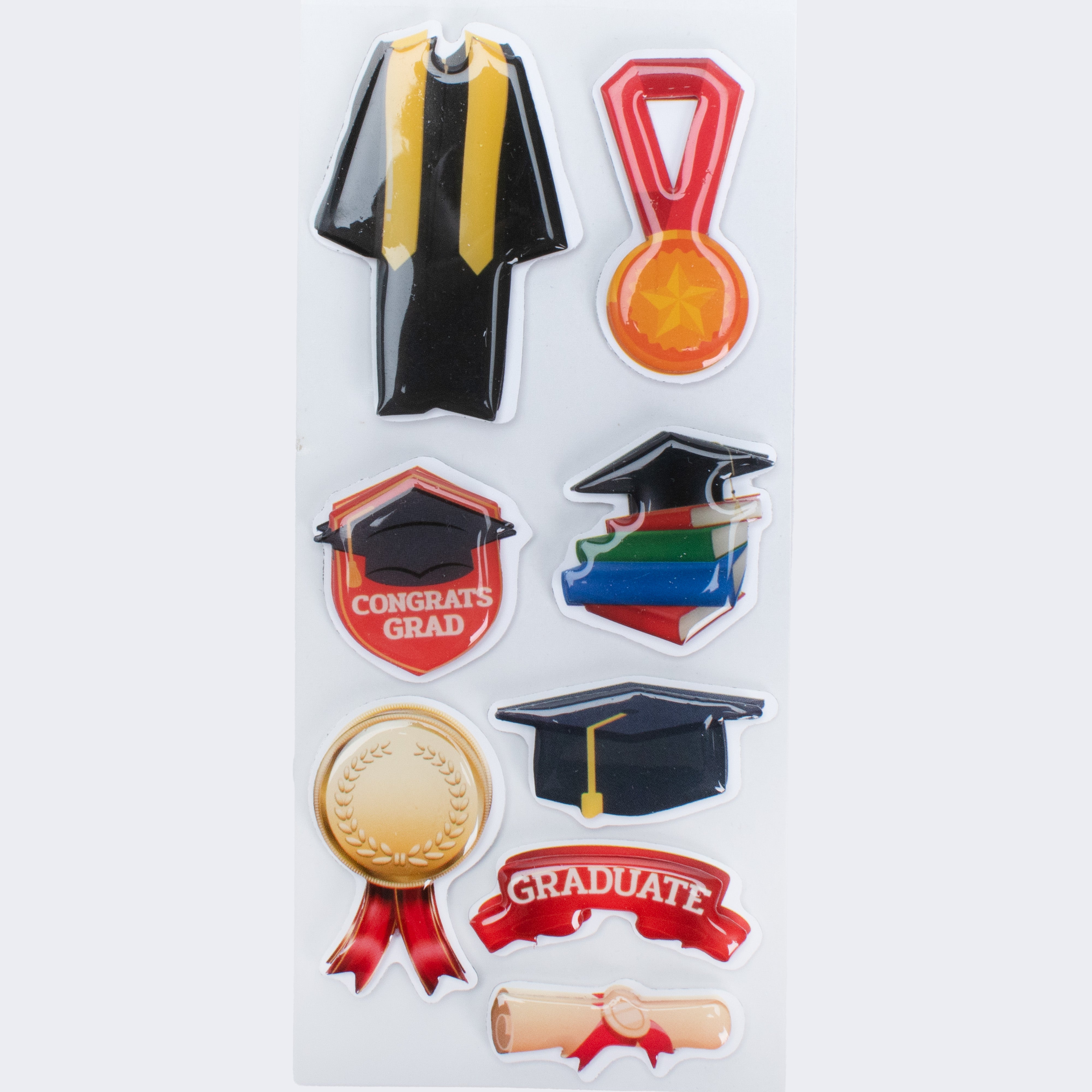 Self Adhesive Resin Handmade Sticker Congrats Grad 8pc