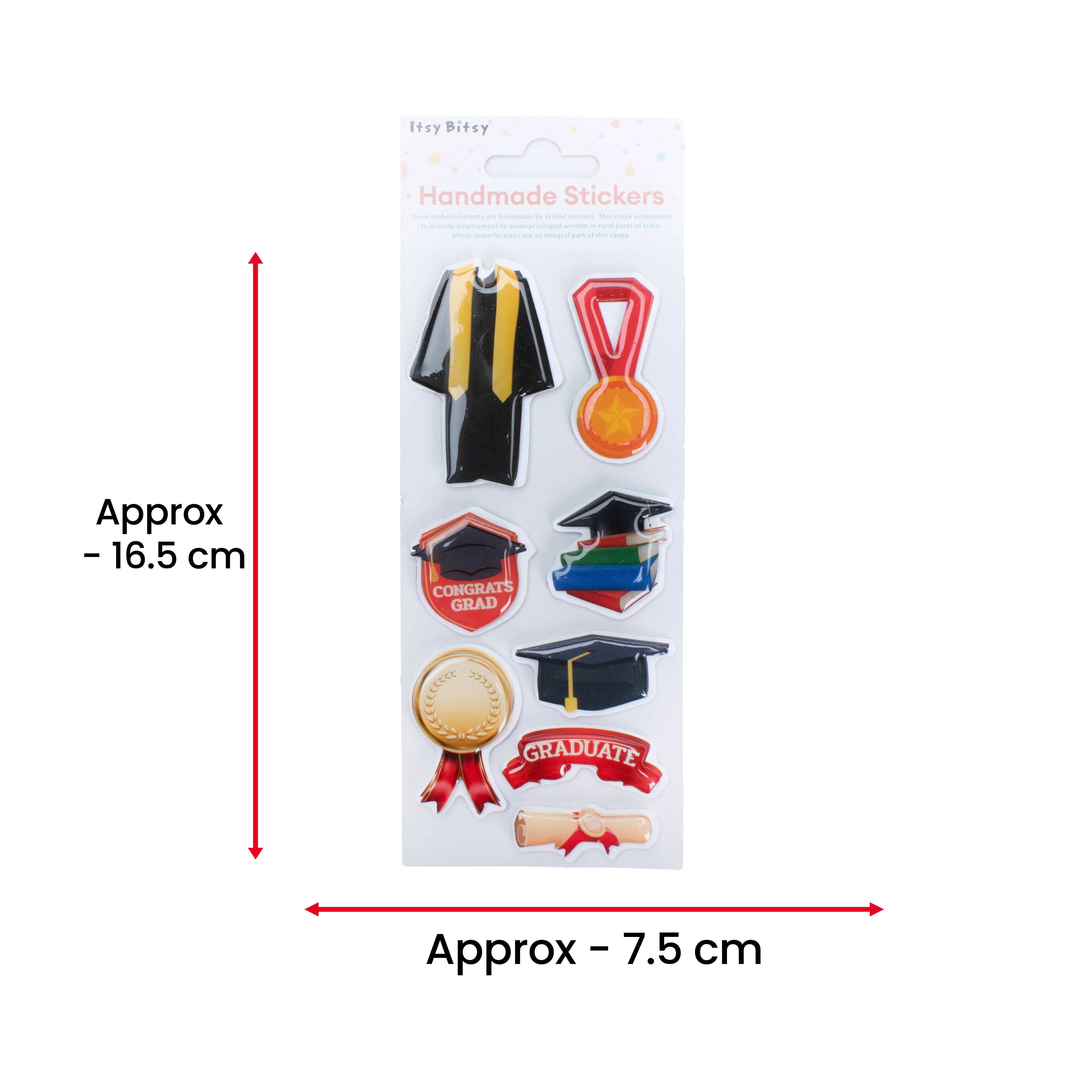 Self Adhesive Resin Handmade Sticker Congrats Grad 8pc