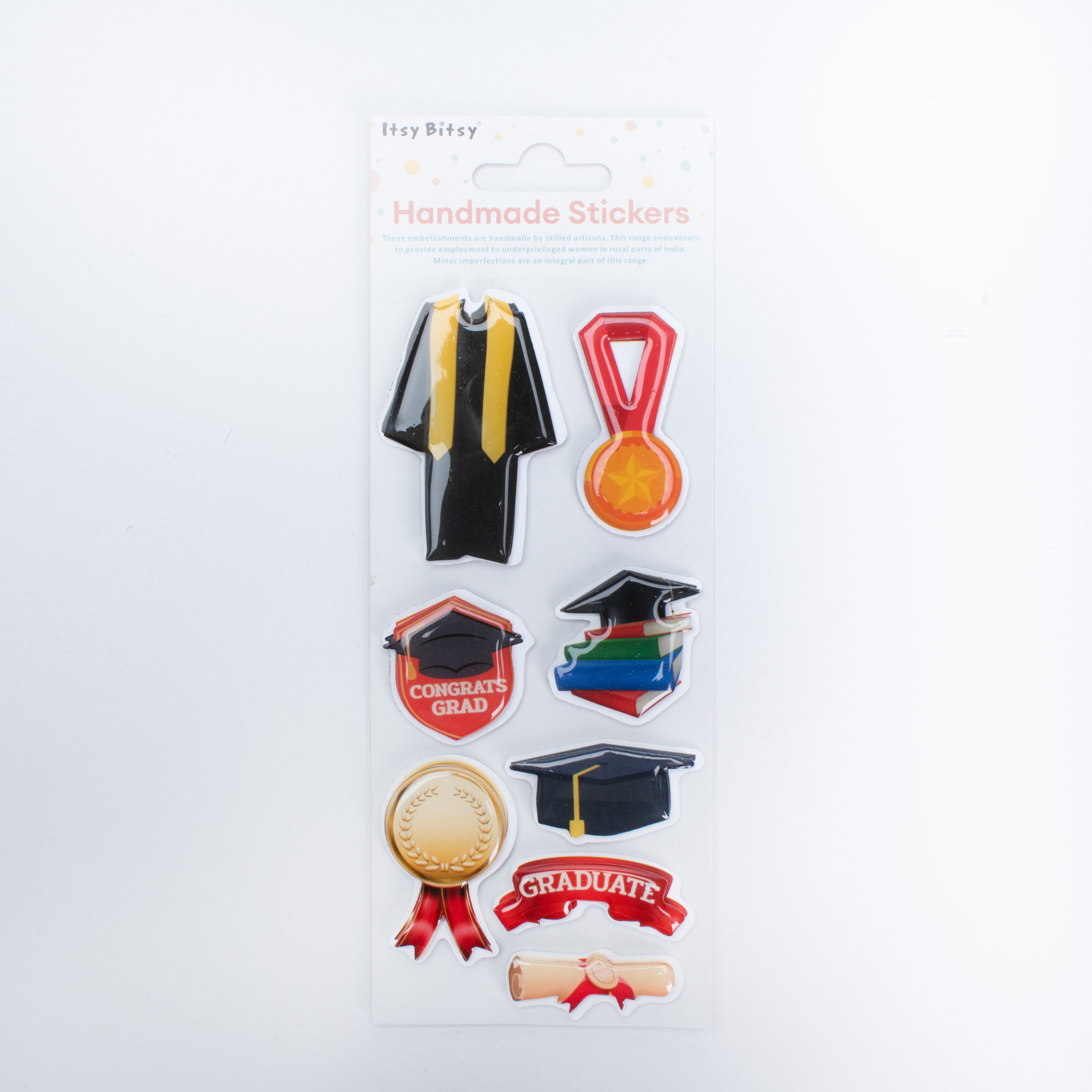 Self Adhesive Resin Handmade Sticker Congrats Grad 8pc