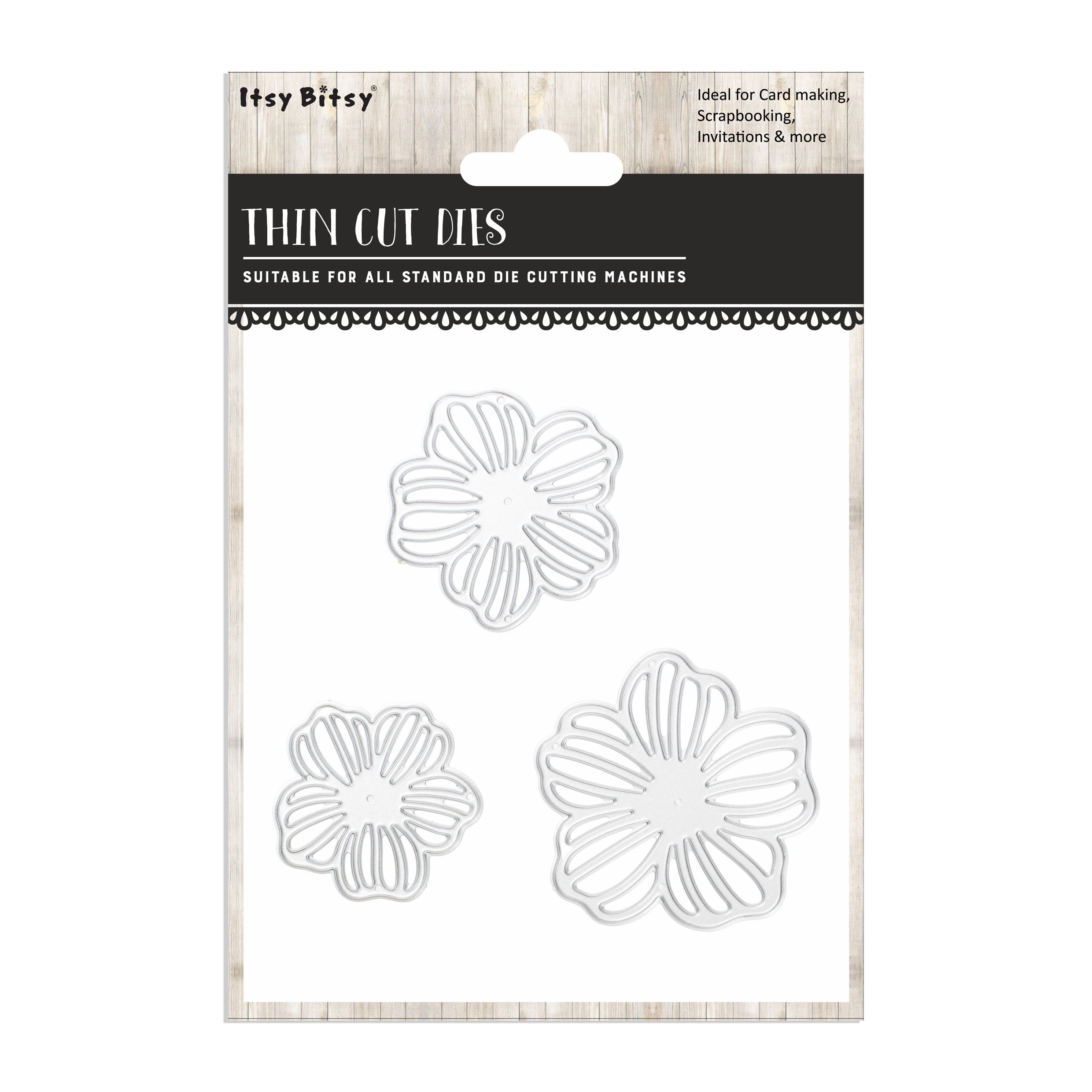 Thin Cut Dies Floral Impression 5X5cm 4X4cm 3X3cm 3pc