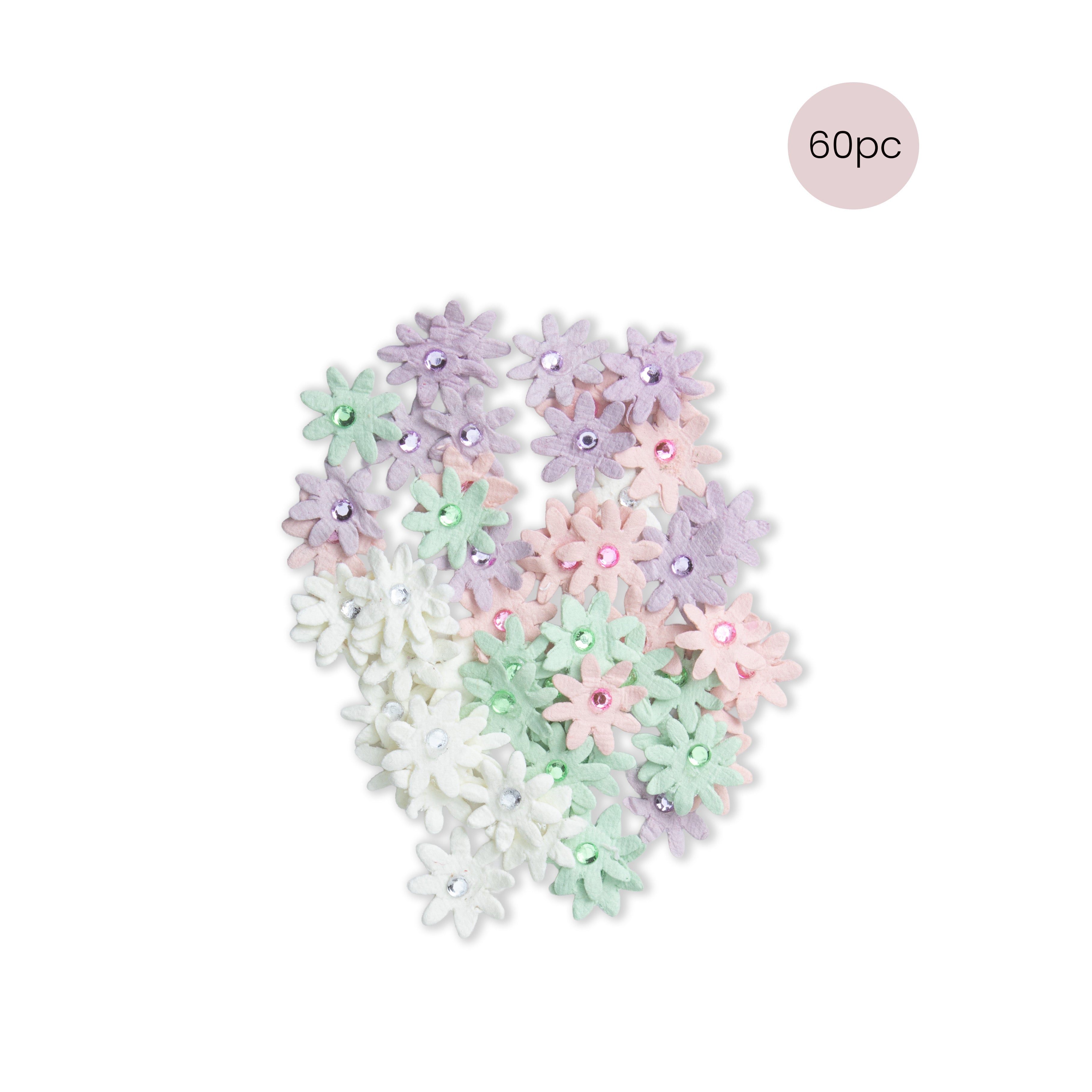 Handmade Flowers Micro Jewelled Floret Fairy Garden 60pc