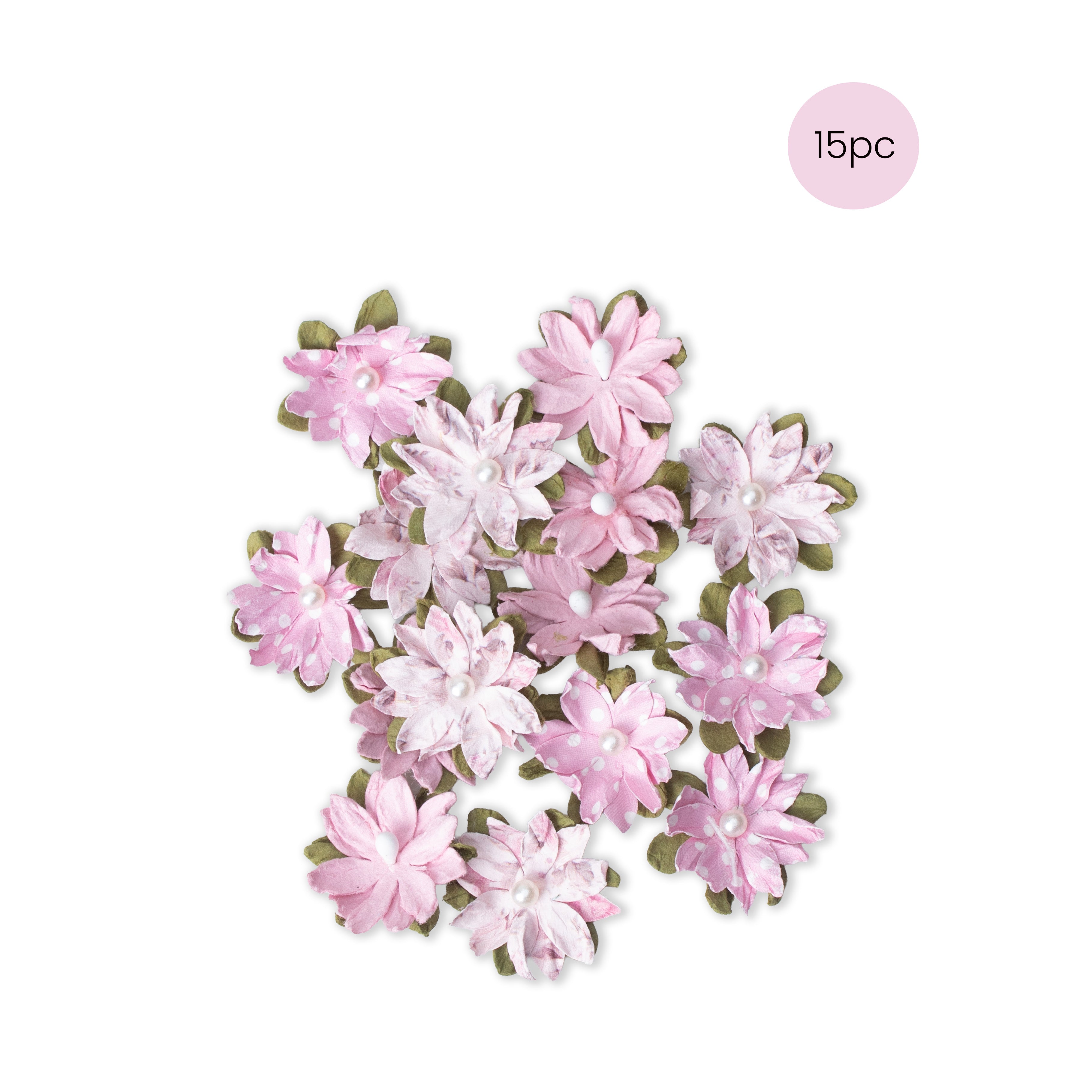 Handmade Printed Paper Flowers Luca Pink Symphony 15pc