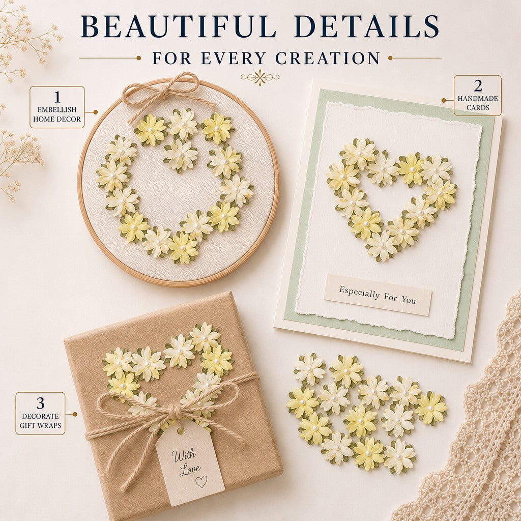 Handmade Printed Paper Flowers Luca Yellow Symphony 15pc