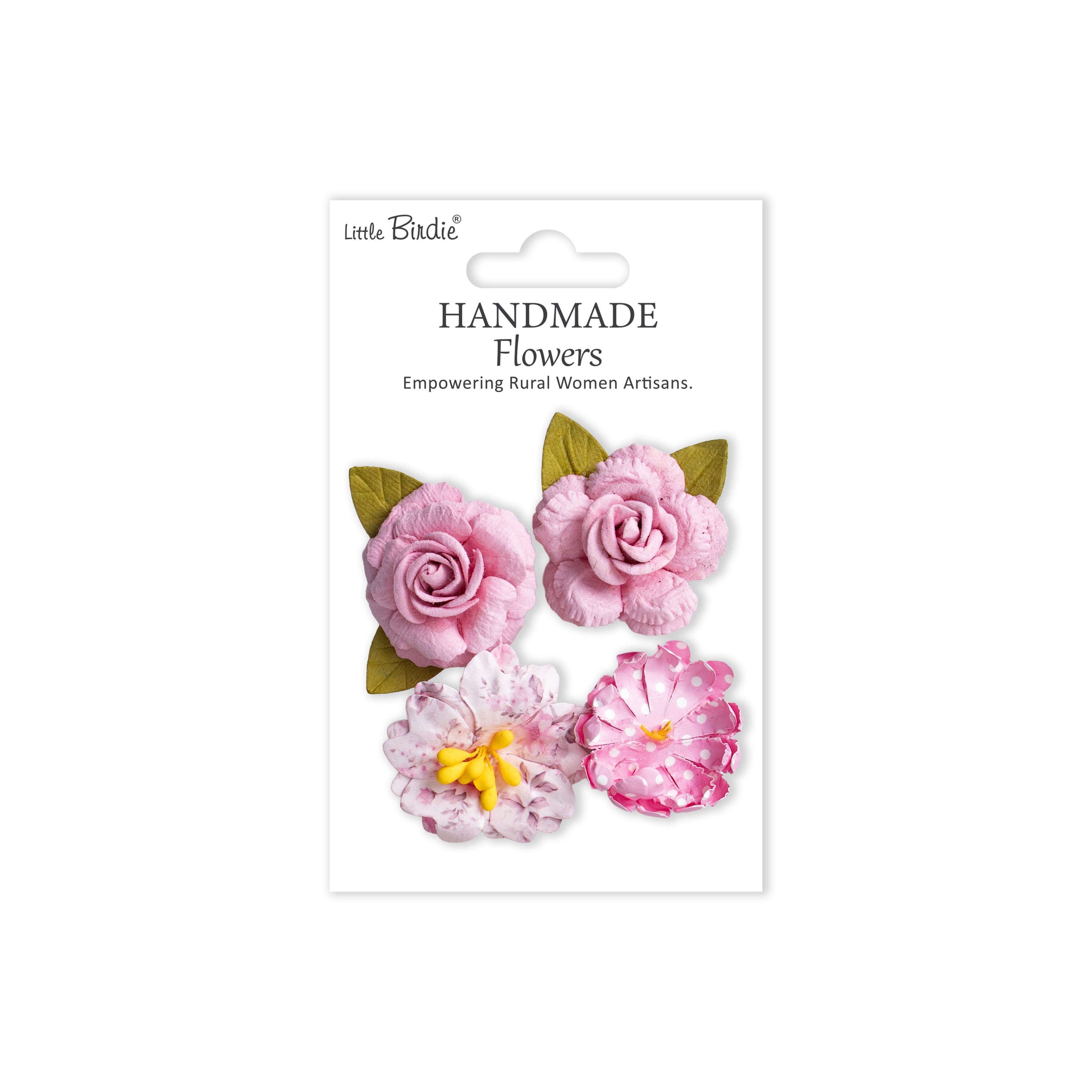 Handmade Printed Paper Flowers Henry Pink Symphony 4pc