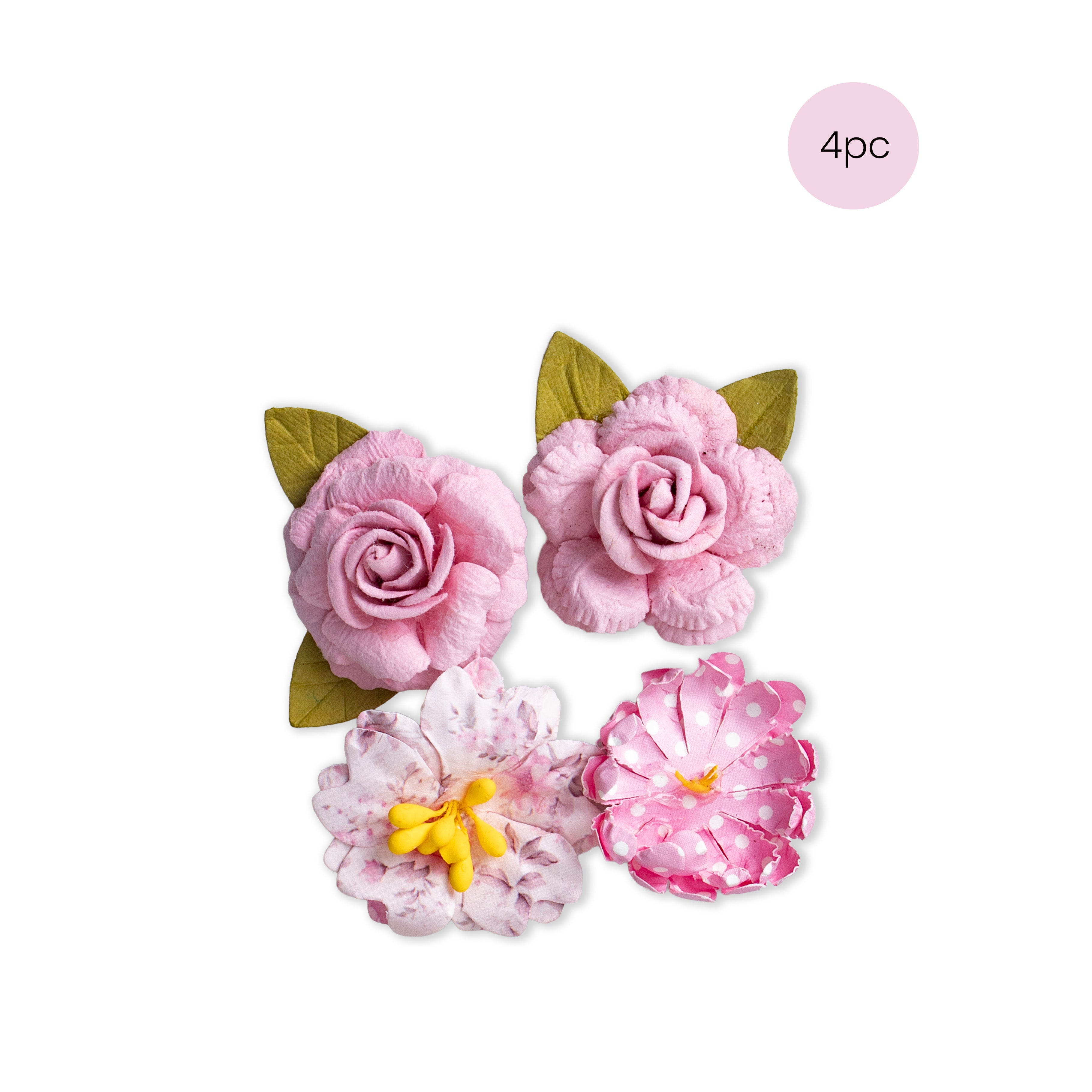 Handmade Printed Paper Flowers Henry Pink Symphony 4pc