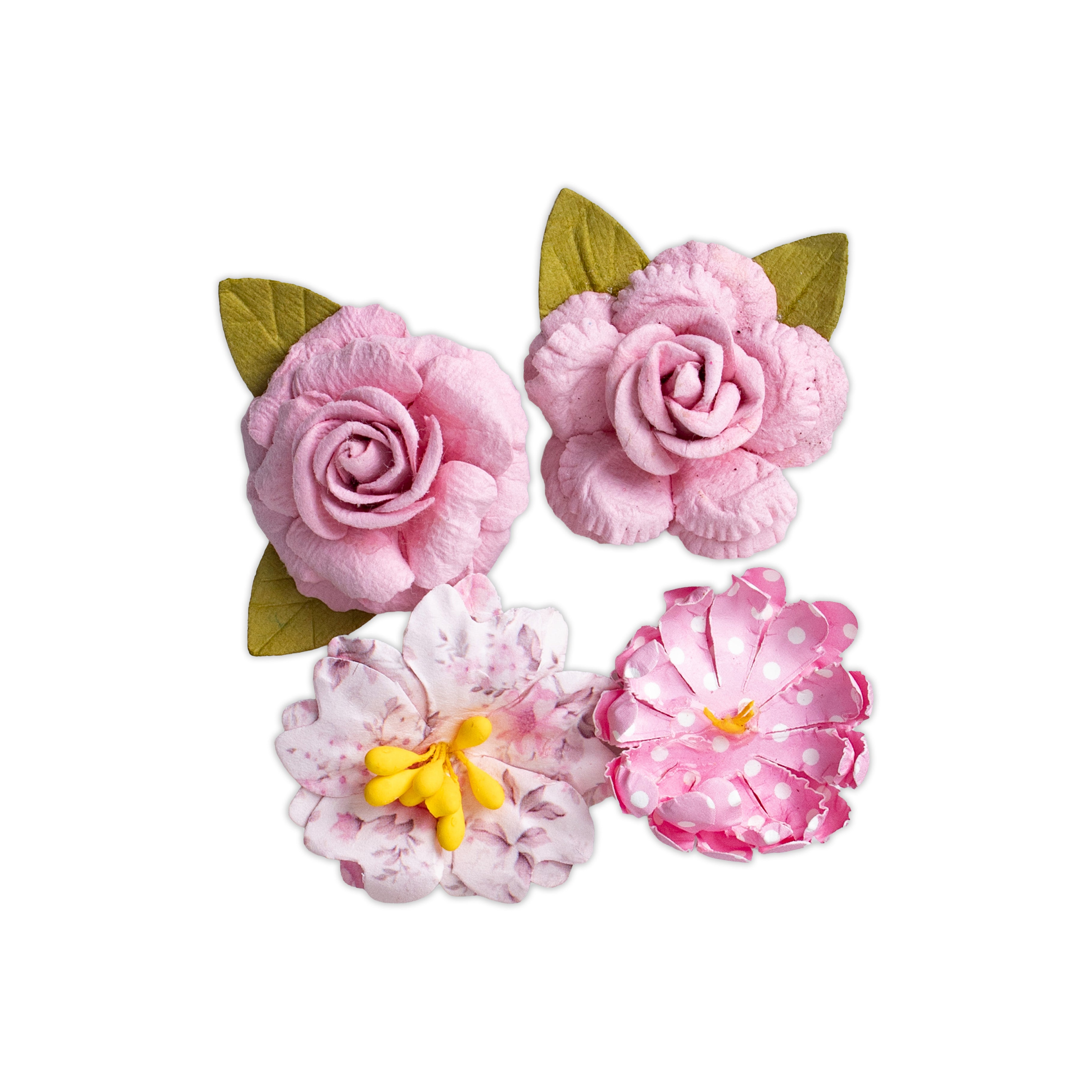 Handmade Printed Paper Flowers Henry Pink Symphony 4pc