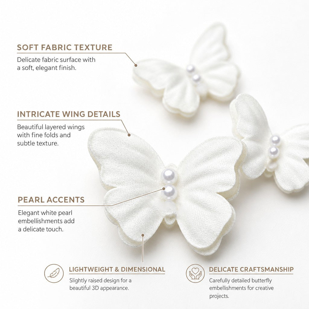 Handmade Flowers Dreamy Flutter Ivory Pearl 20pc