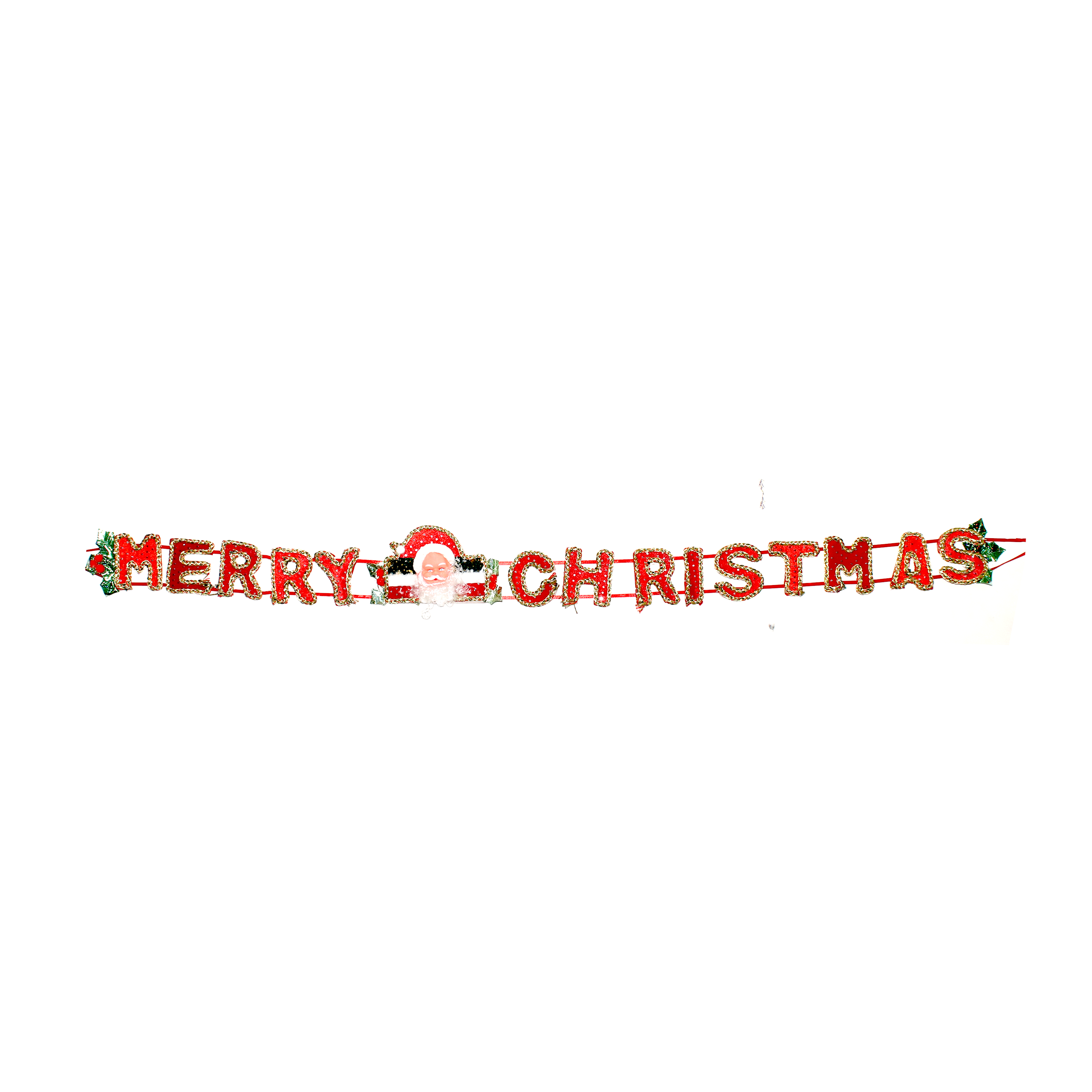 X-Mas Medium Merry Christmas Designer Banner W/ Santa Red 70