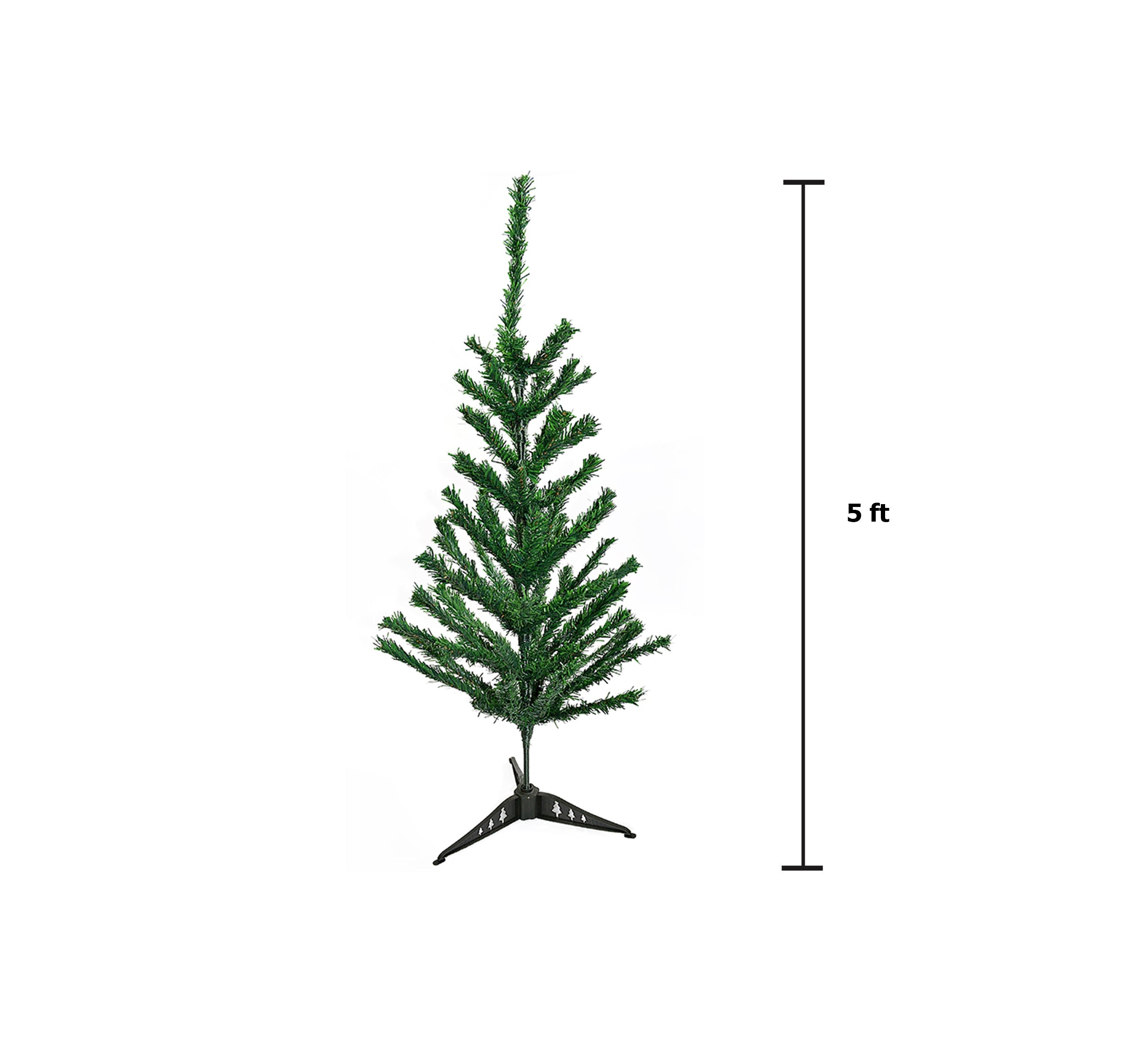 5 Feet - Christmas Tree With Plastic Stand + (Ornaments Combo)