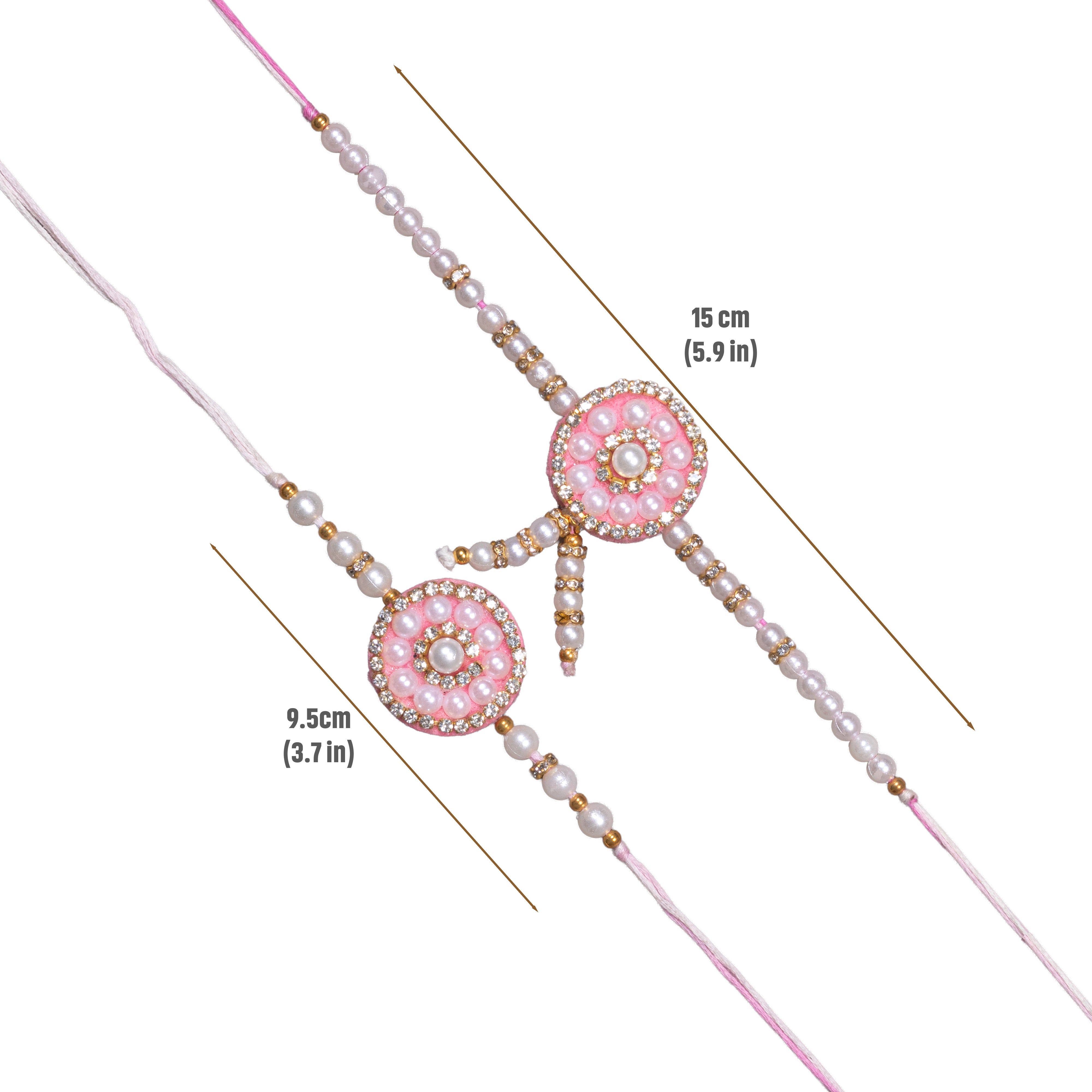 Handmade Rakhi - Pearl Blush Bhaiya Bhabhi Pack of 2