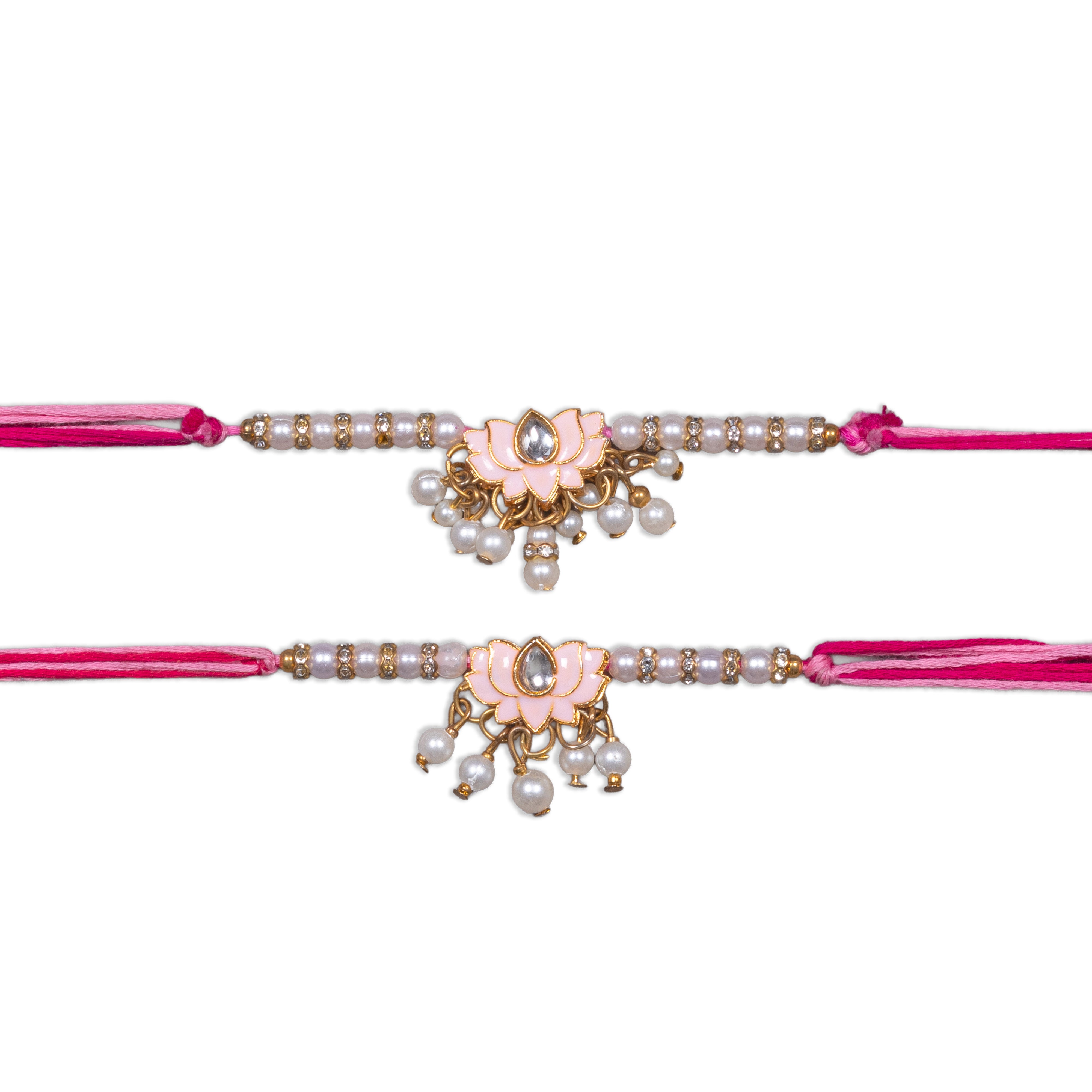 Handmade Rakhi - Lotus Jewel Bhaiya Bhabhi Pack of 2