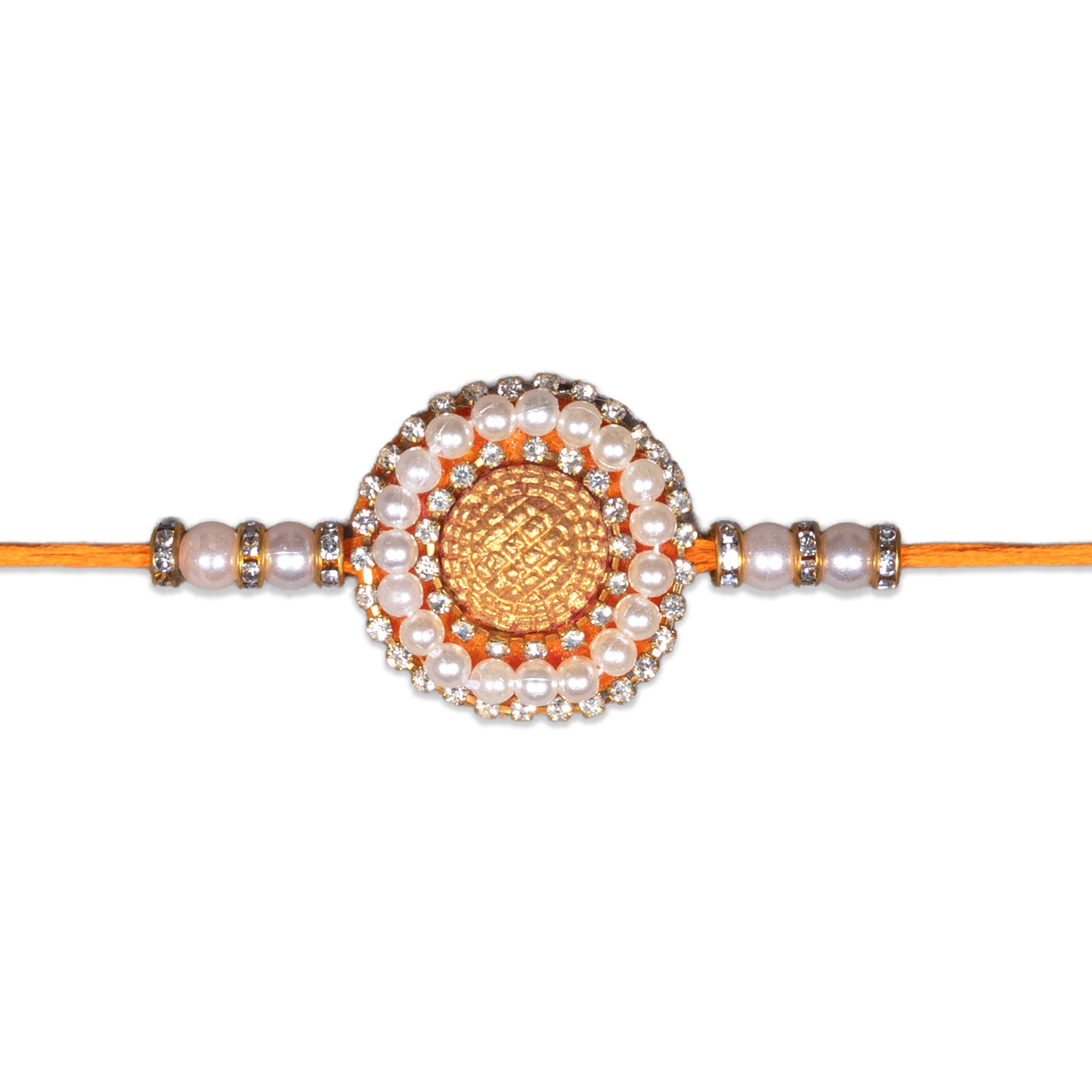 Handmade Rakhi - Pearly Daisy Orange 1 pc