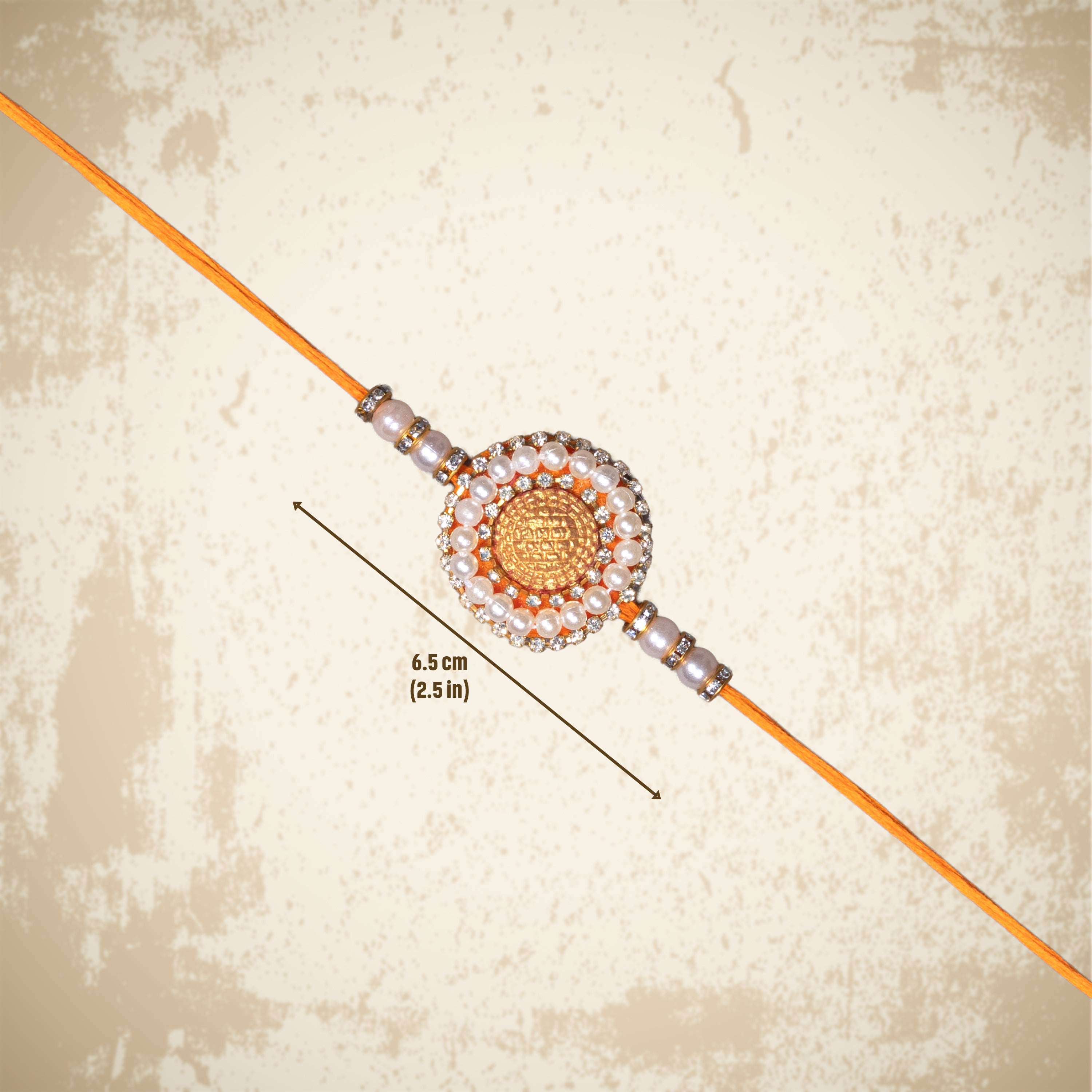 Handmade Rakhi - Pearly Daisy Orange 1 pc